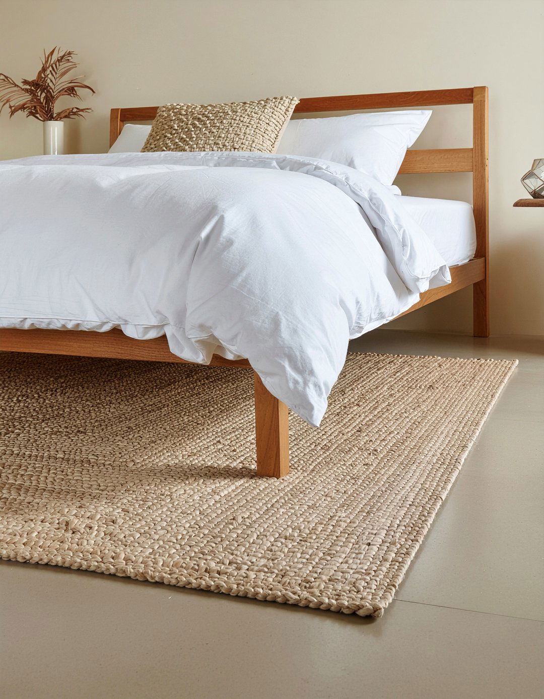 Warm neutral bedroom rug - 30 off-white bedroom ideas