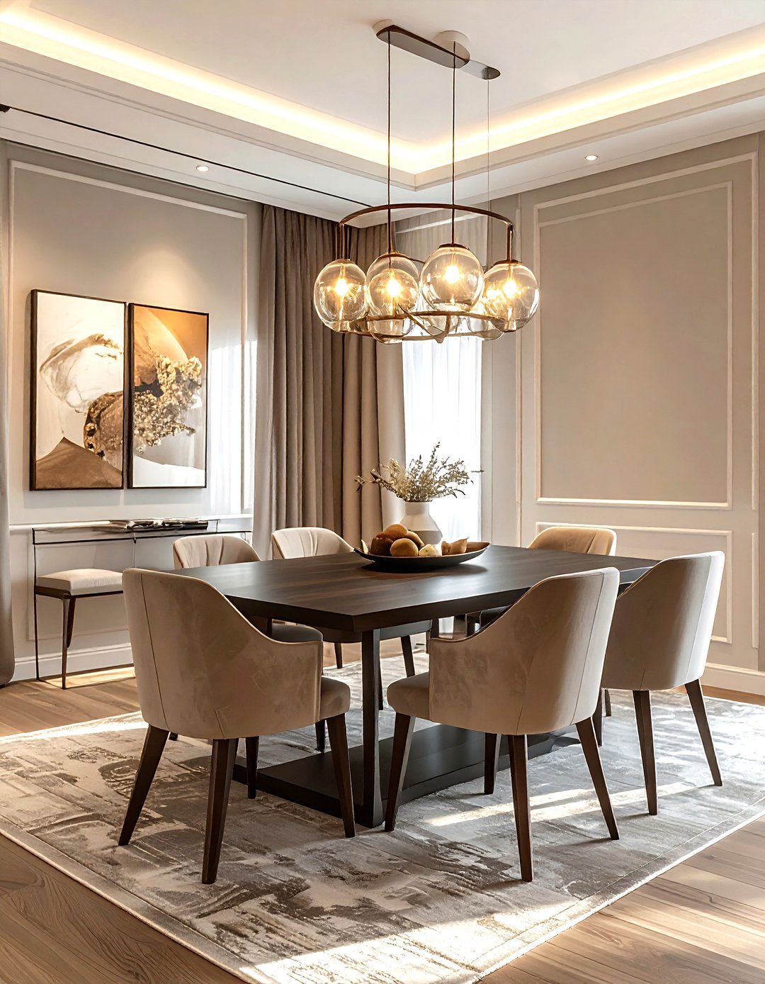 Warm taupe dining room - 30 taupe and white dining room ideas