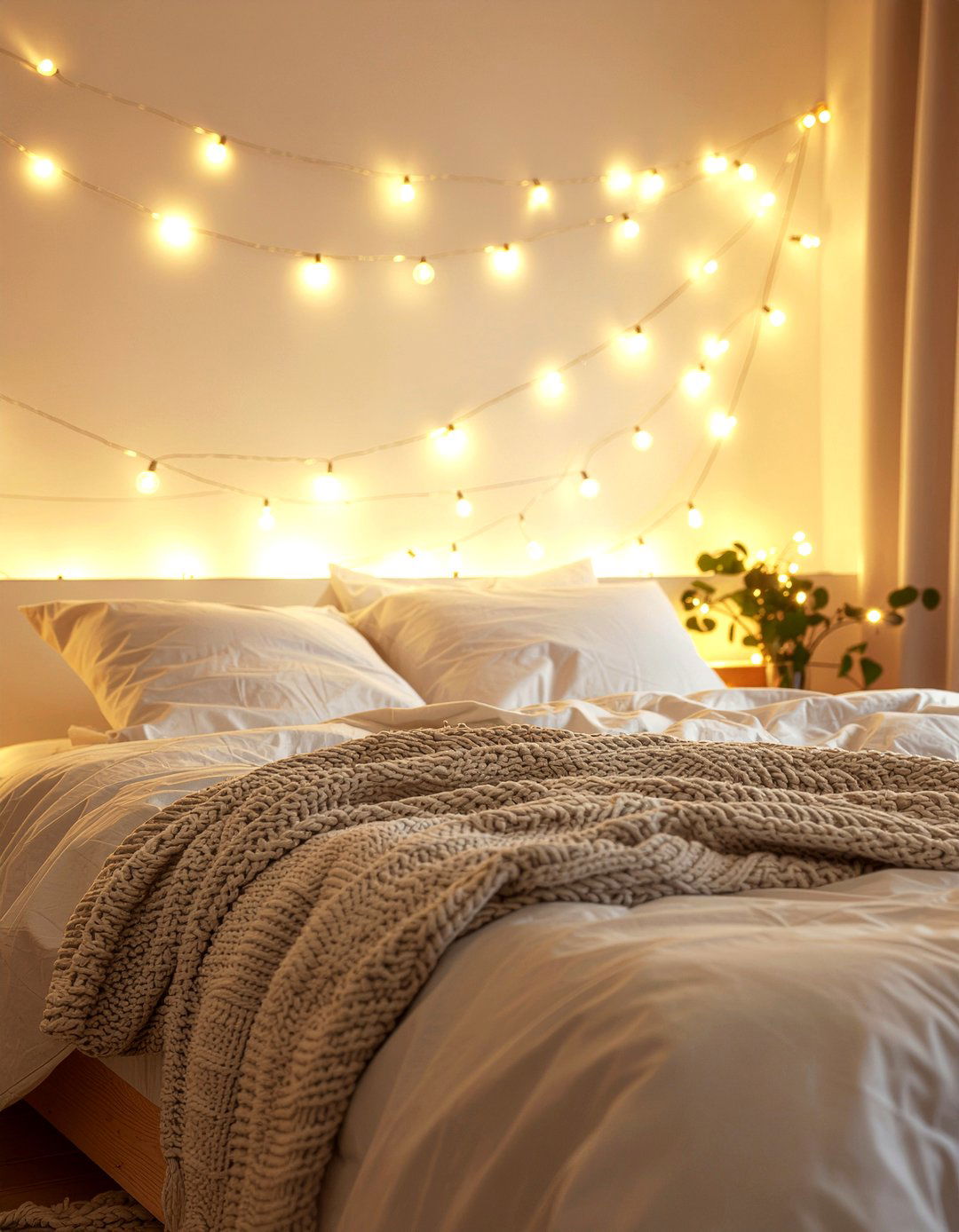 Warm white fairy lights - 30 bedroom fairy lights ideas