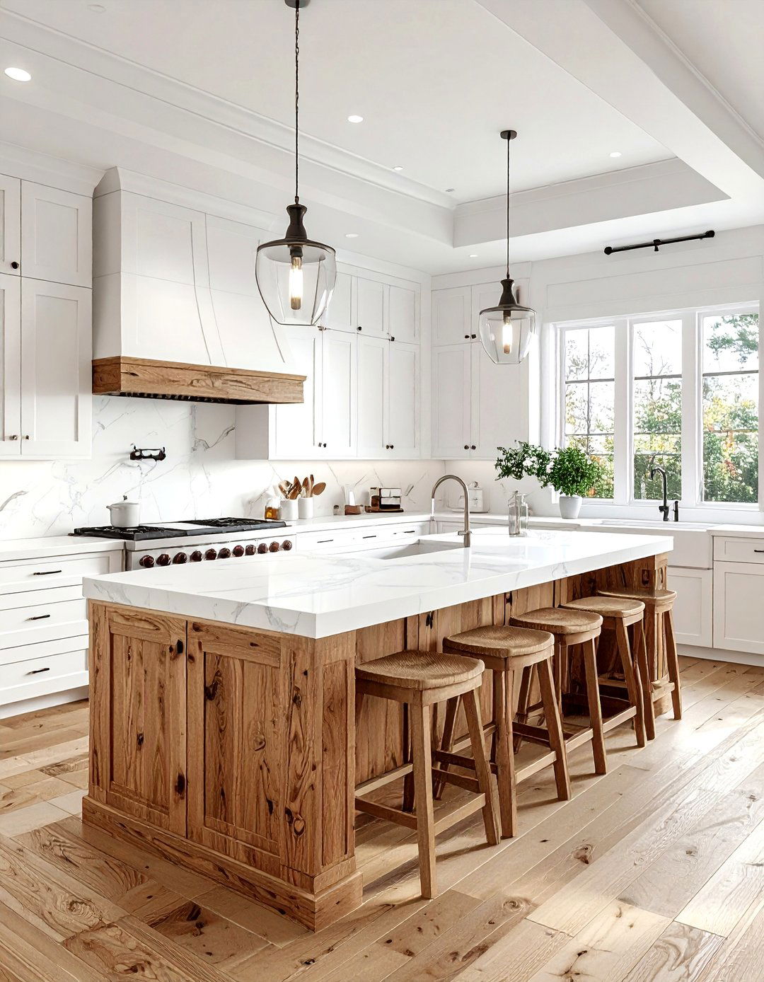 Warm wood and white kitchen - 30 warm color scheme ideas