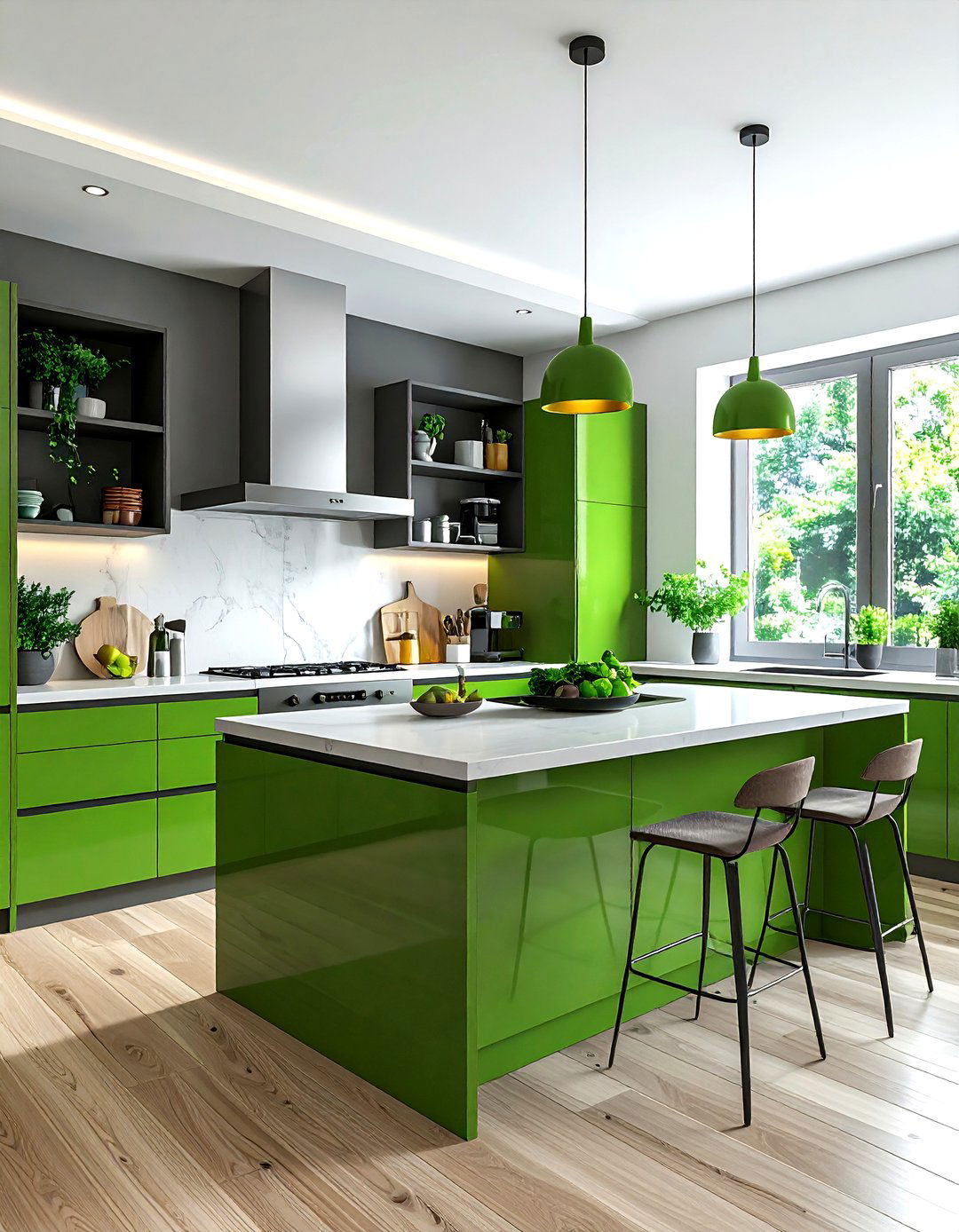 Wasabi green kitchen - 30 cool green kitchen ideas