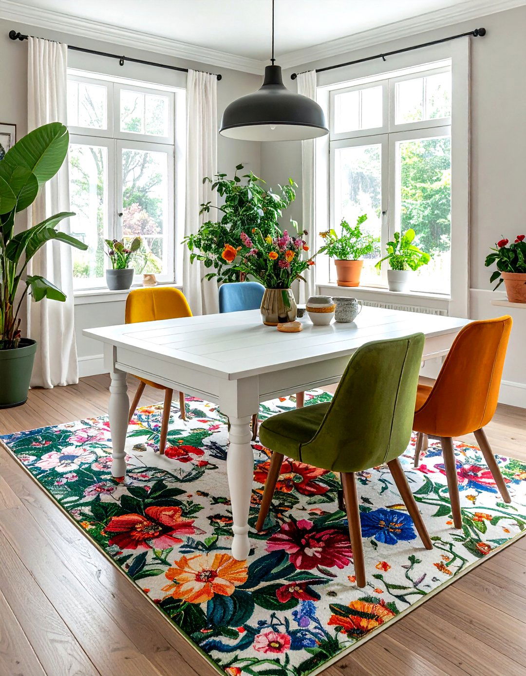 Washable Floral Rug - 30 dining room area rug ideas
