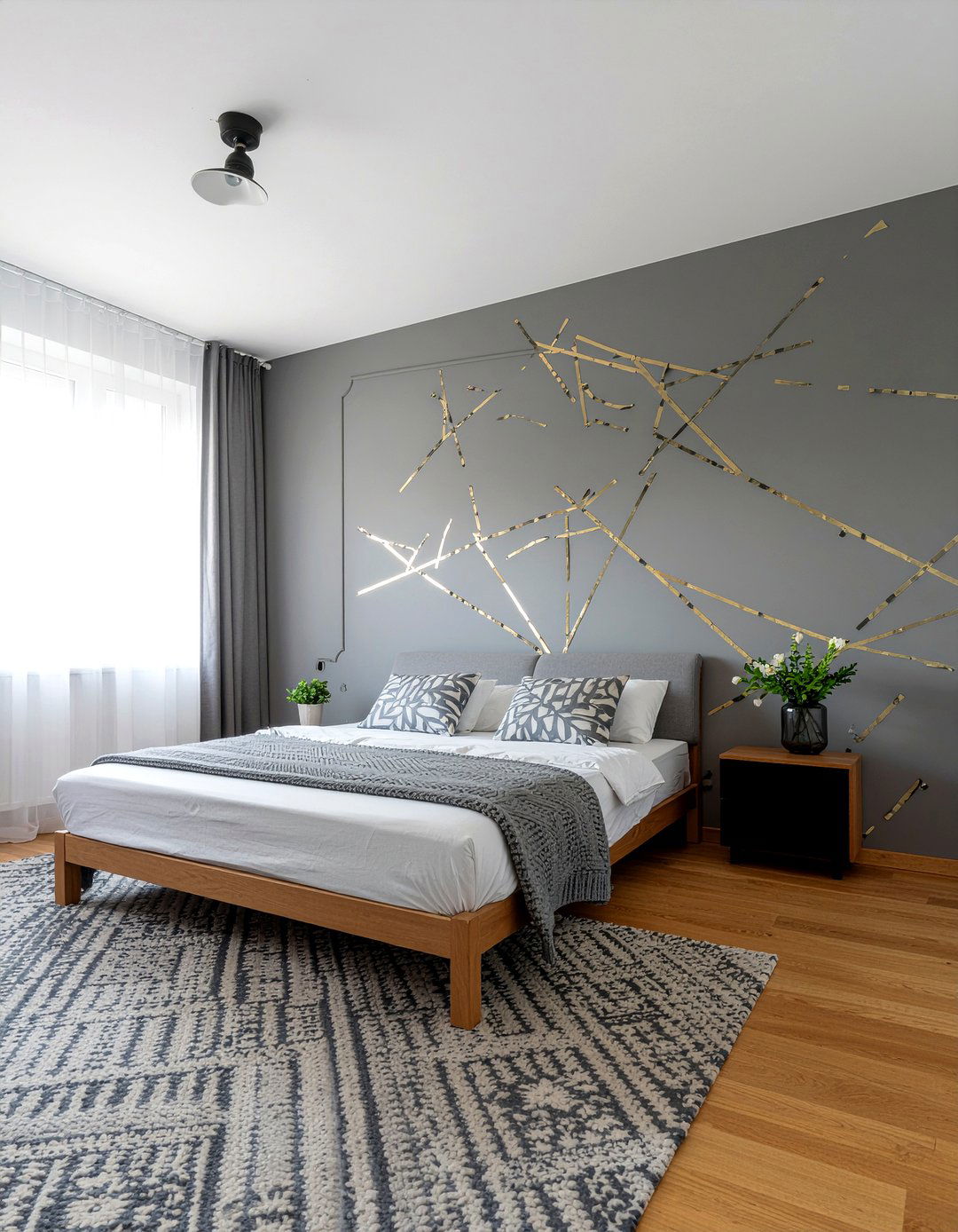 Washi tape accent wall - 30 DIY bedroom decor ideas