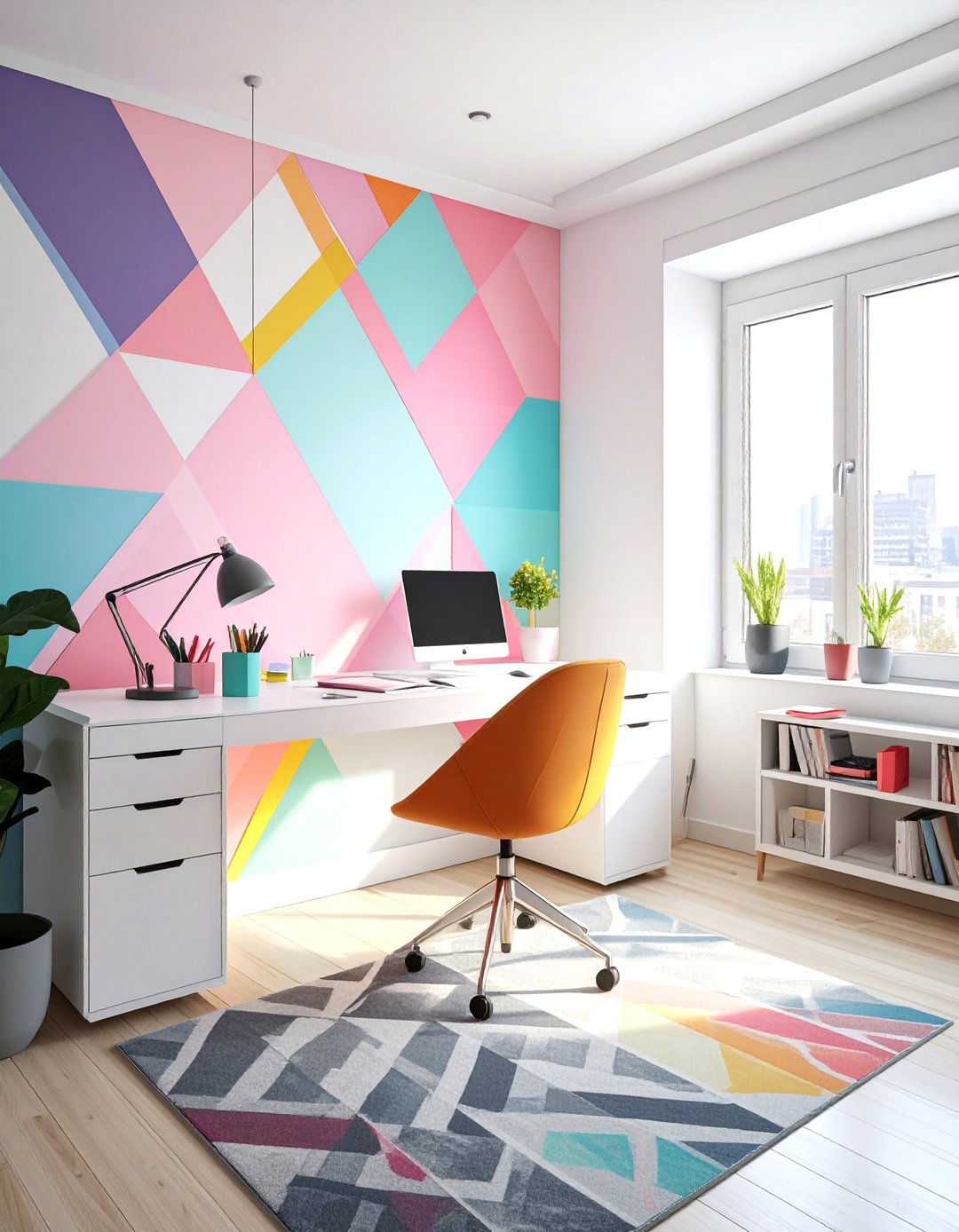 Washi tape wall - 30 rental decor ideas