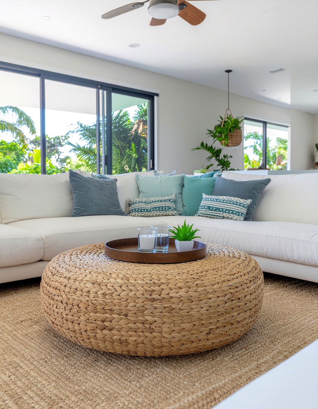 Water Hyacinth Coffee Table Ottoman - 30 living room woven ottoman ideas