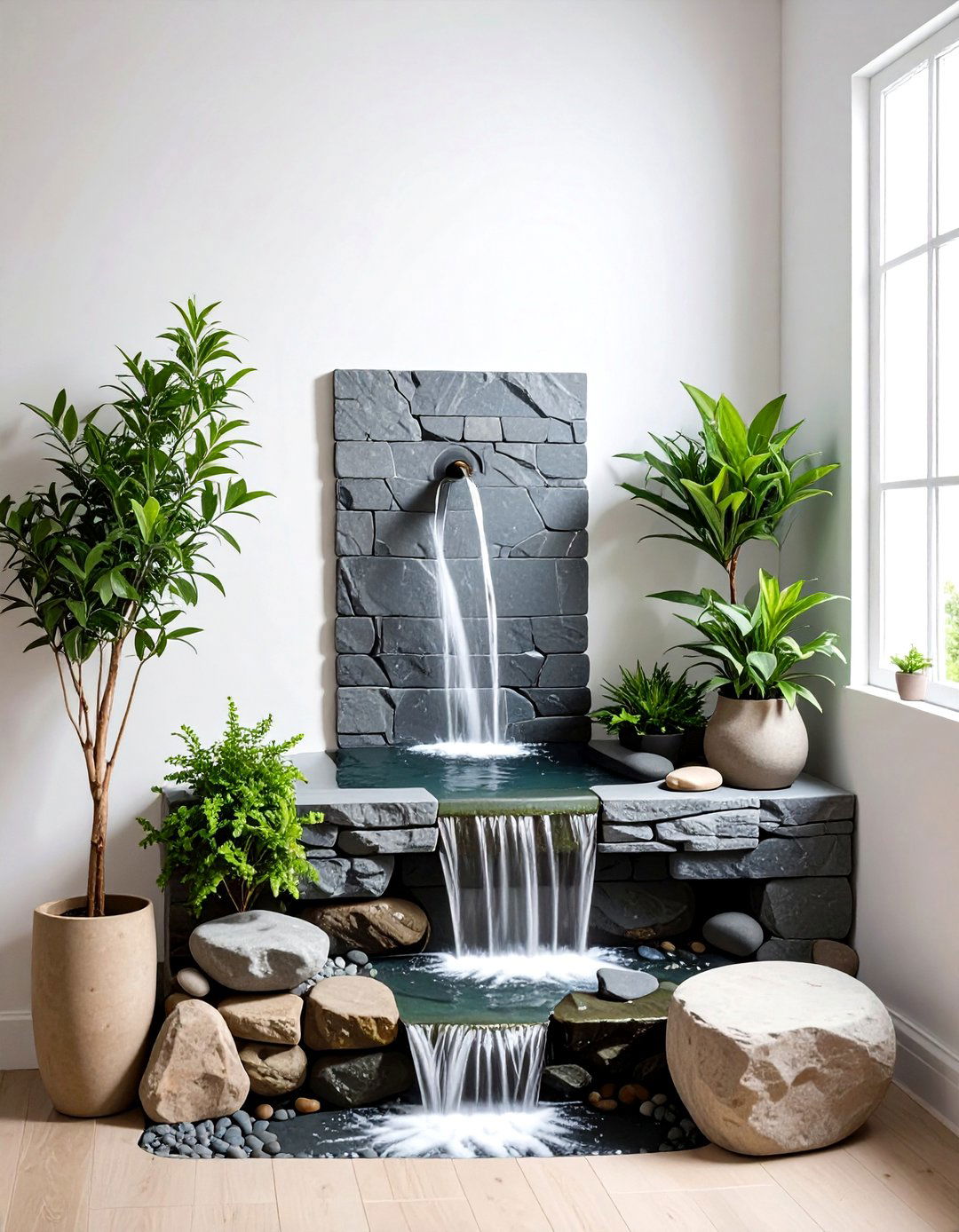 Water fountain indoor - 30 nature-inspired decor ideas