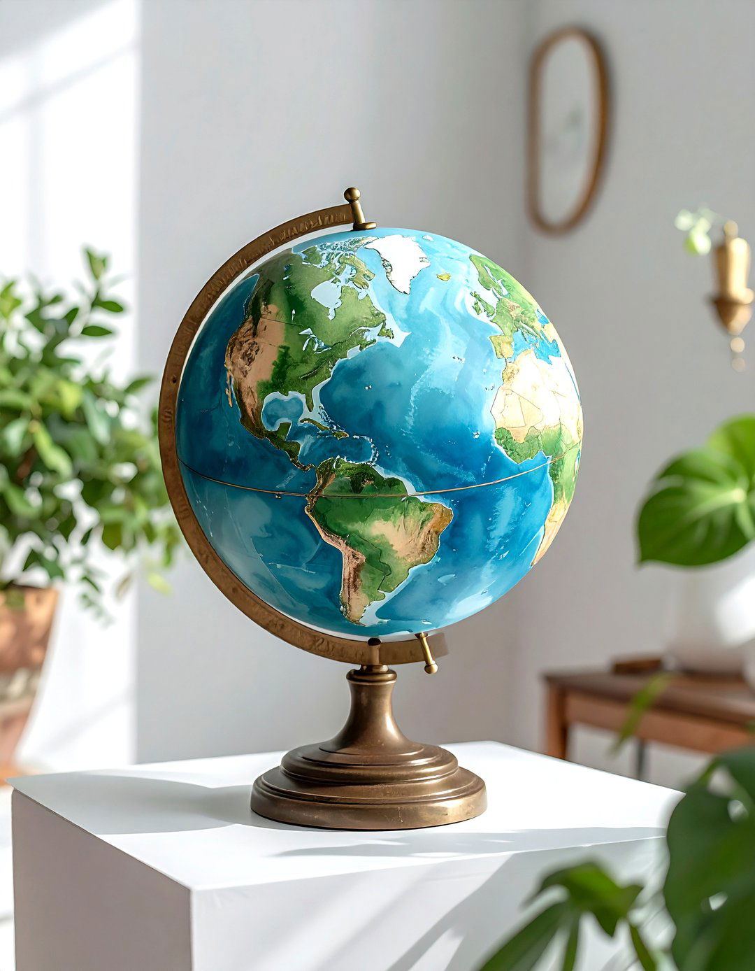 Watercolor Painted Globe - 30 globe decor ideas