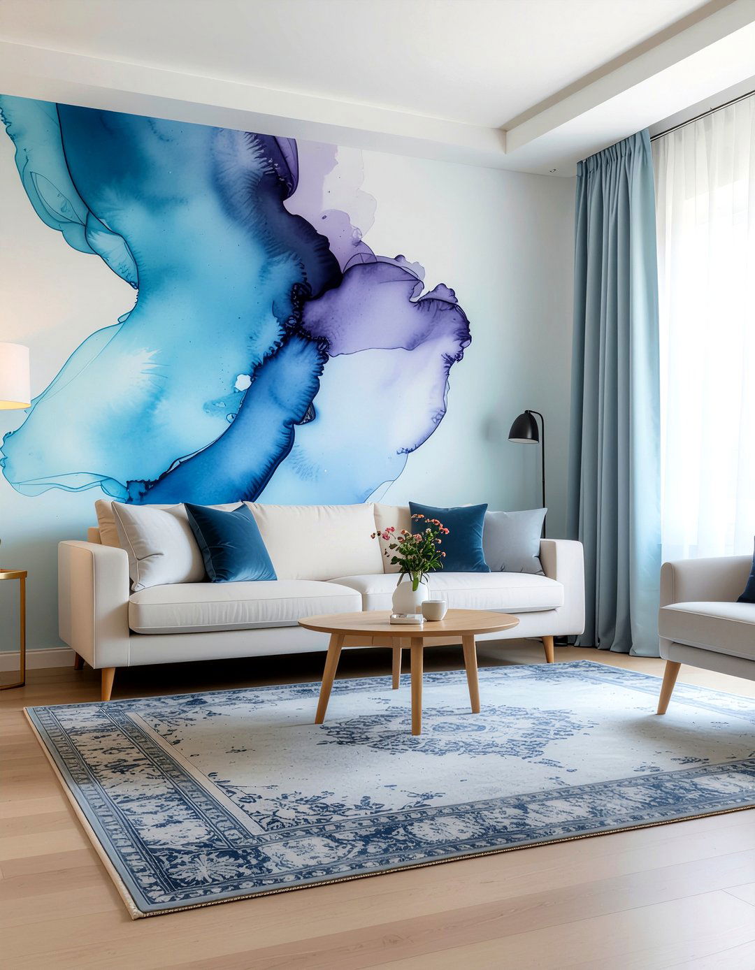 Watercolor Wallpaper - 30 living room accent wall wallpapers