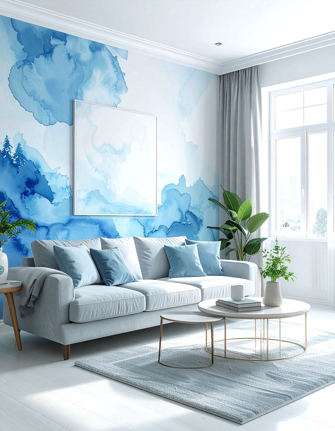 Watercolor Wallpaper - 30 living room peel and stick wallpapers