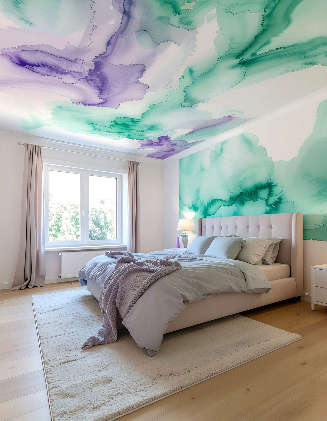 Watercolor Wash Ceiling Wallpaper - 30 bedroom ceiling wallpapers