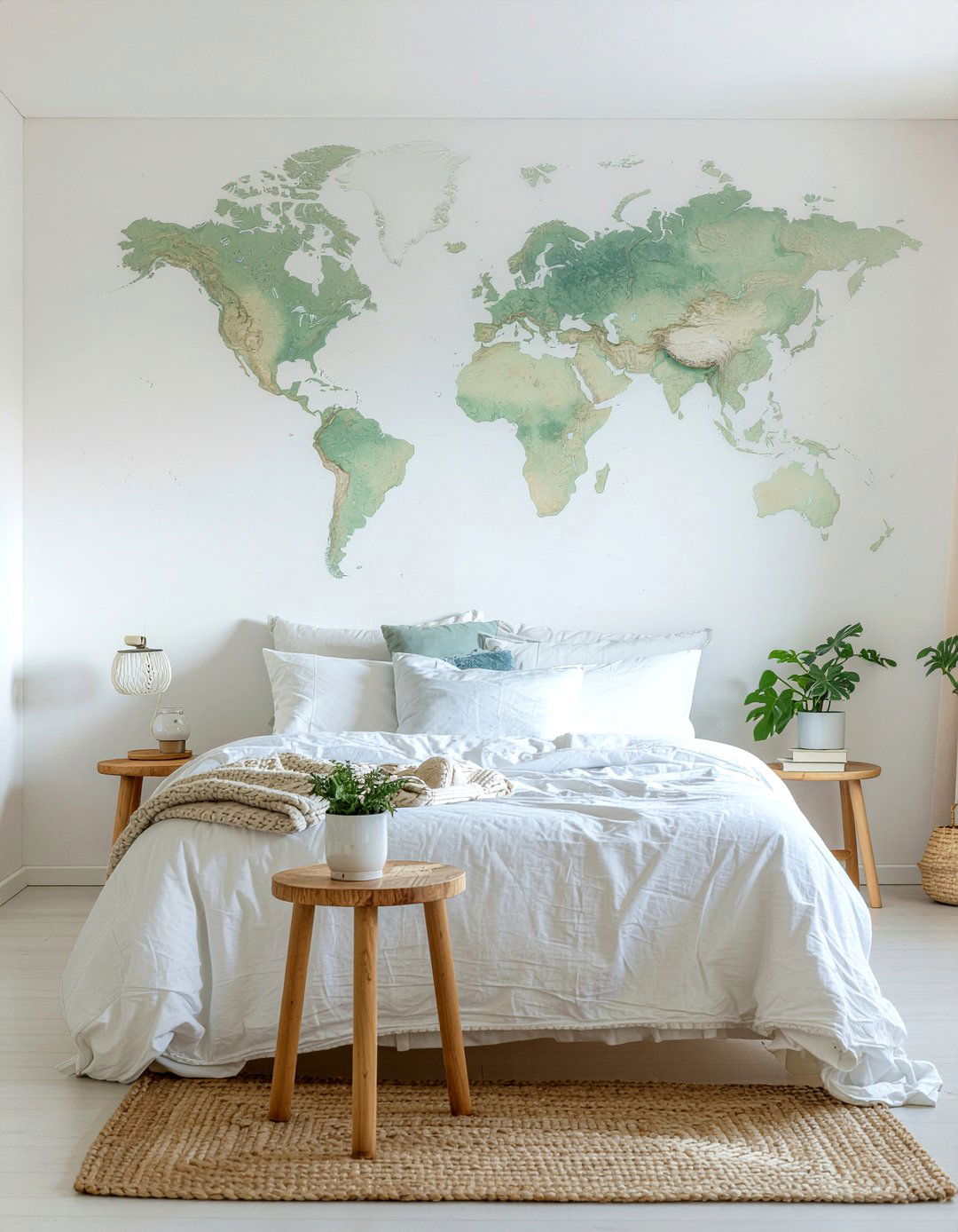 Watercolor World Map Wall Decal - 30 world map bedroom ideas