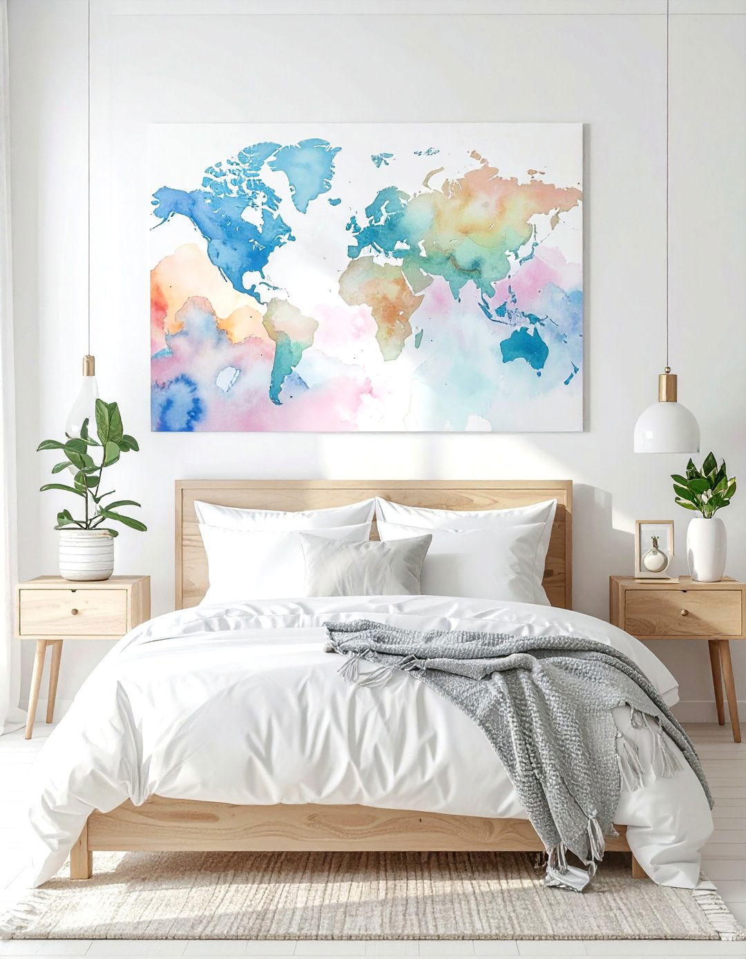 Watercolor World Map - 30 map decor ideas