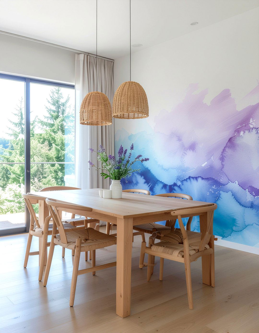 Watercolor dining room wallpaper - 30 dining room wallpaper accent ideas