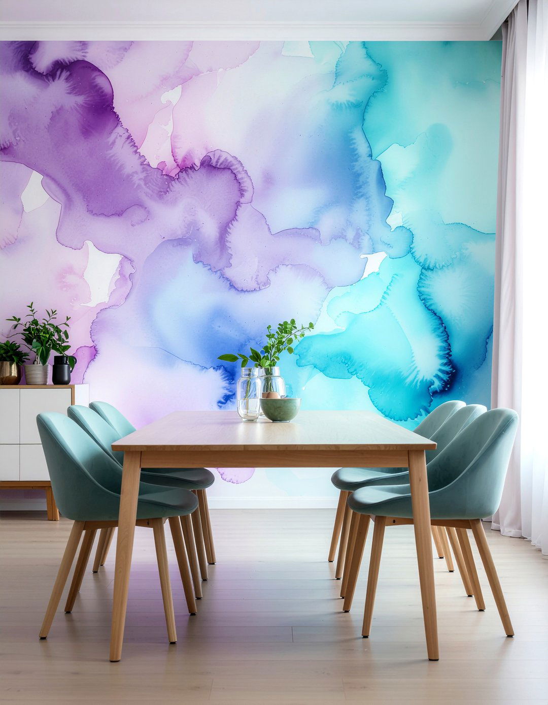 Watercolor dining room wallpaper - 30 dining room wallpaper ideas