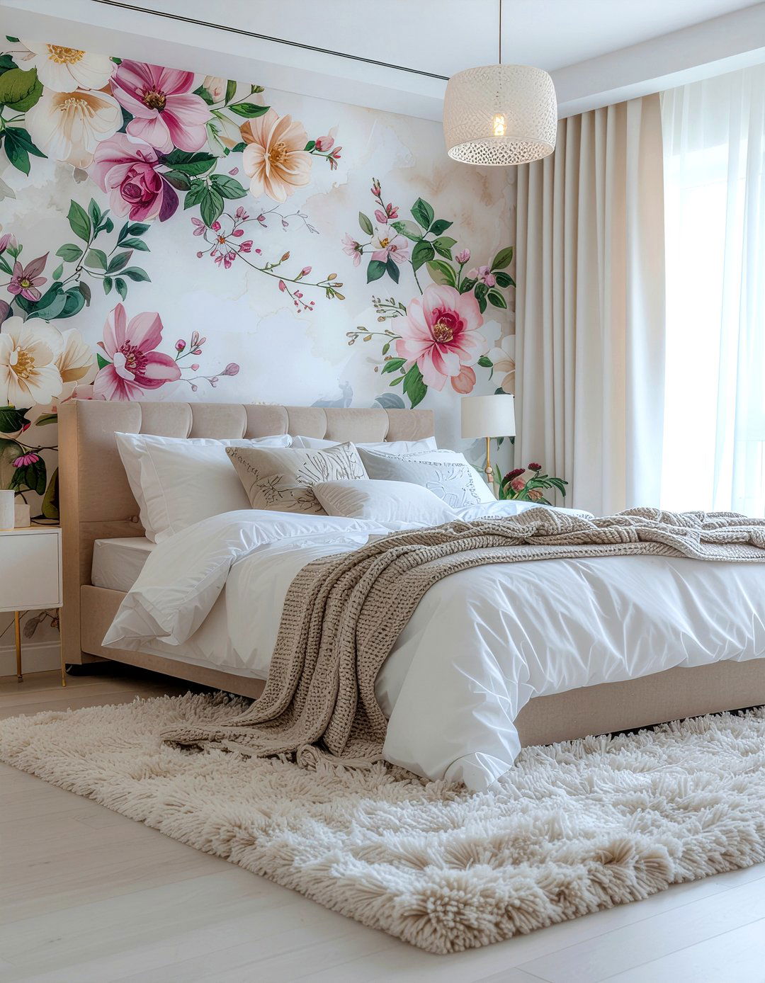 Watercolor floral wallpaper - 30 bedroom botanical wallpapers