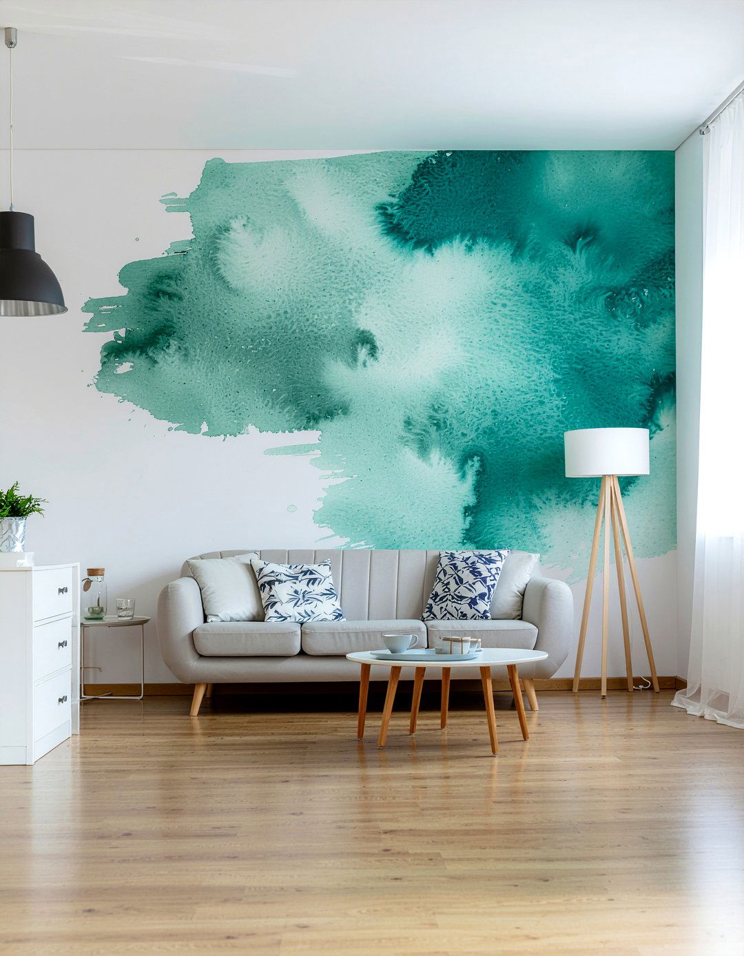 Watercolor wall stencil - 30 living room wall stencils