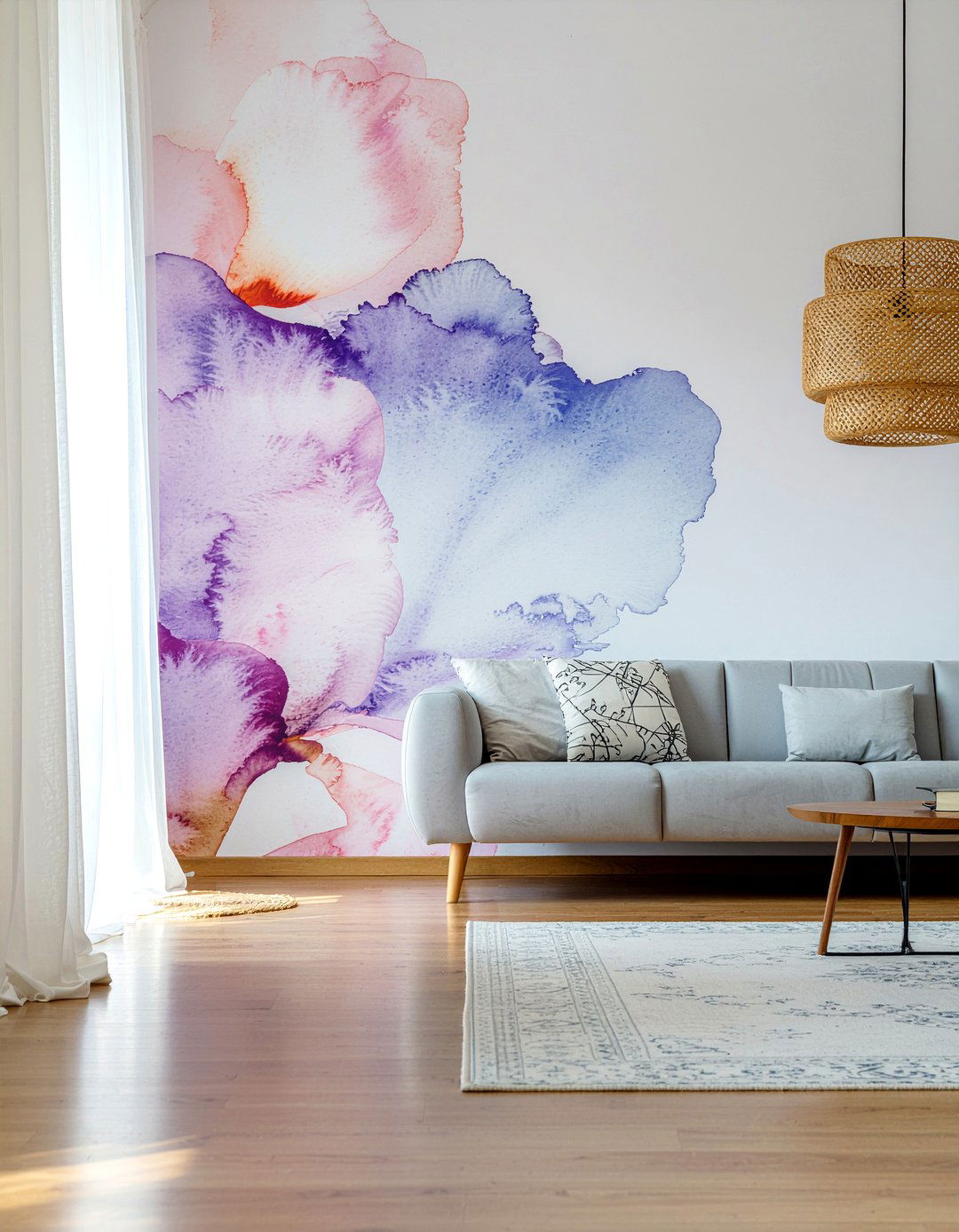Watercolor wallpaper - 30 living room modern wallpapers