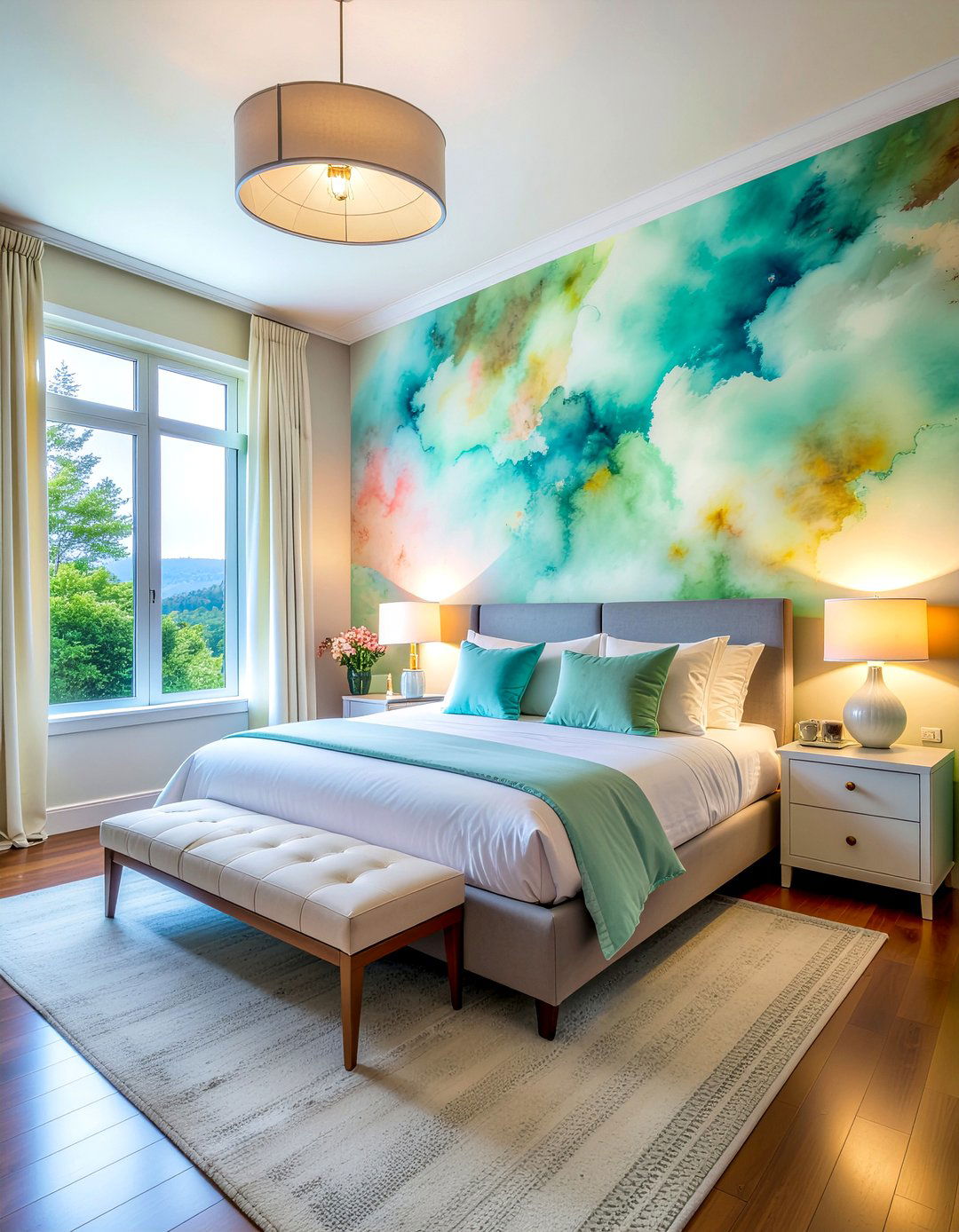 Watercolor wallpaper - 30 bedroom wallpapers