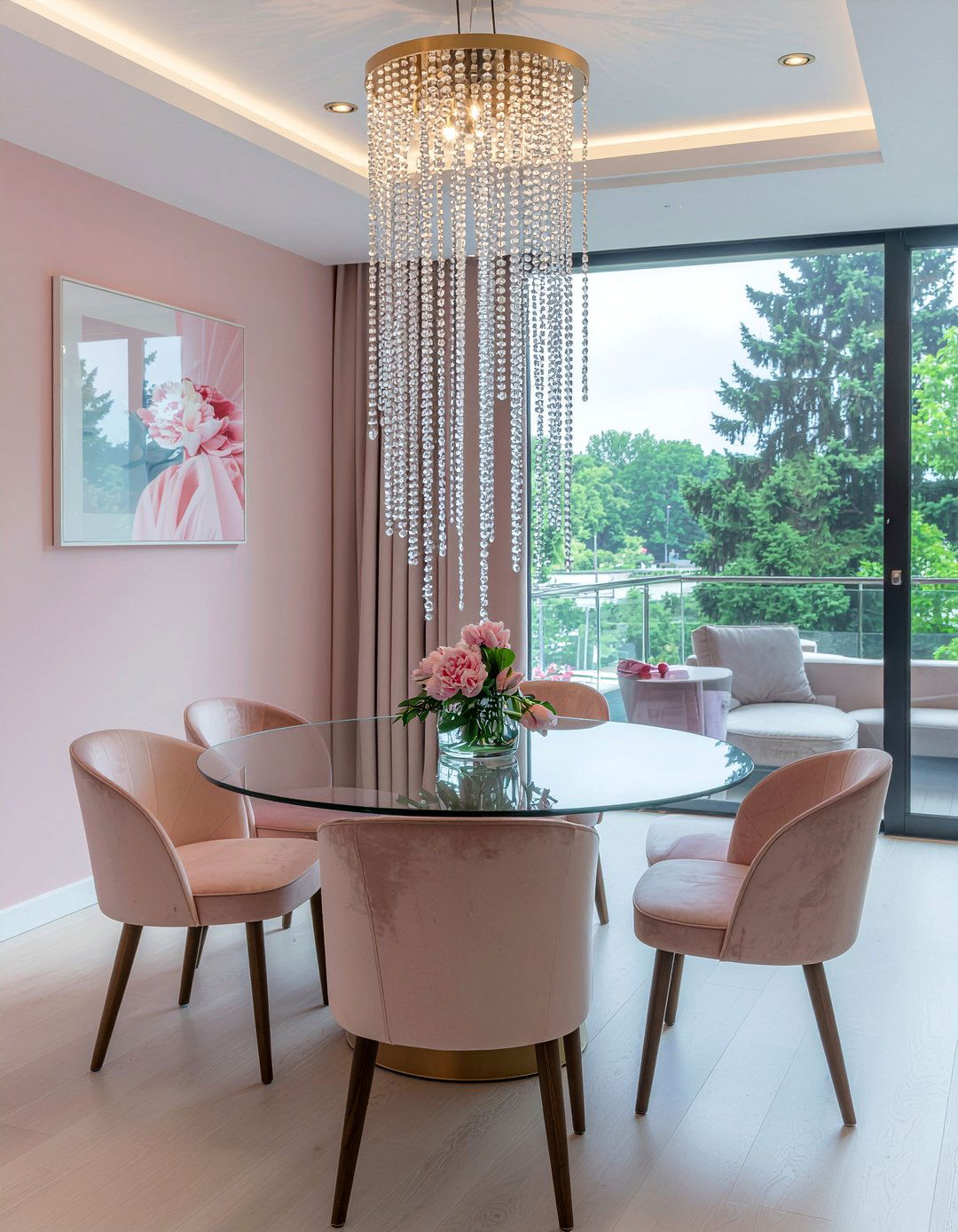 Waterfall Crystal Light - 30 modern chandelier dining room ideas