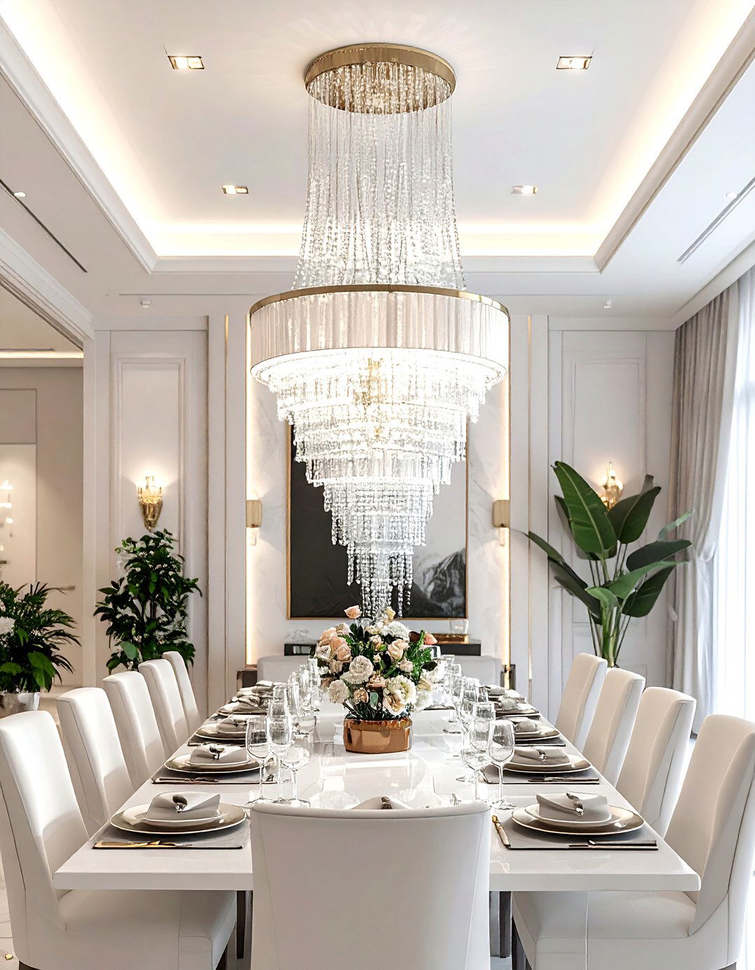 Waterfall Crystal Light - 30 dining room chandelier ideas