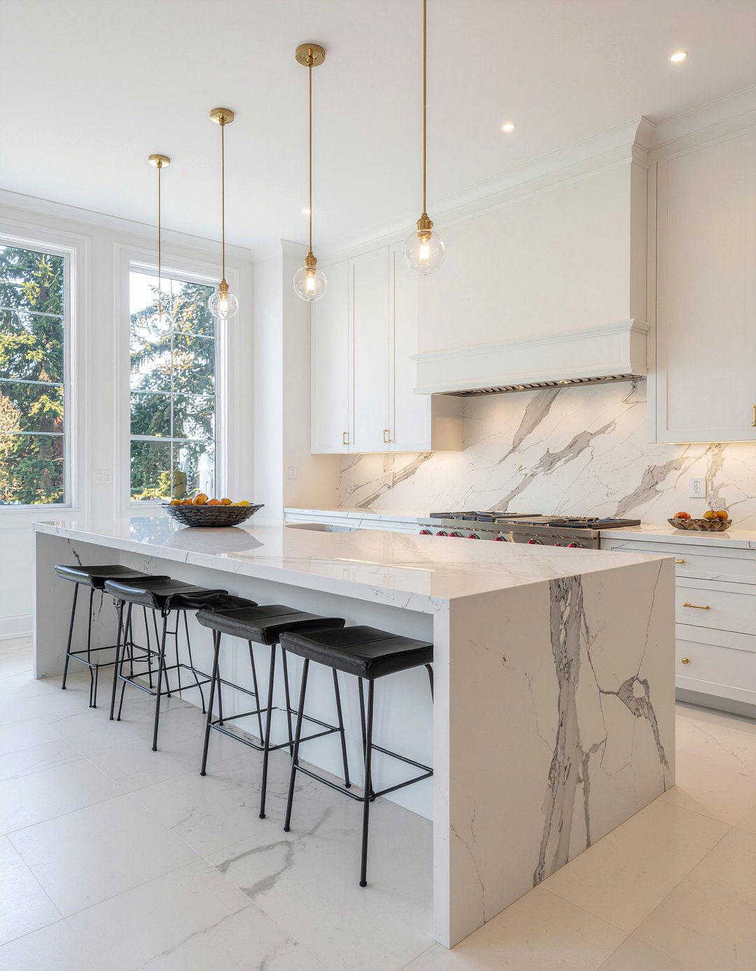 Waterfall Edge Breakfast Bar - 30 kitchen breakfast bar ideas