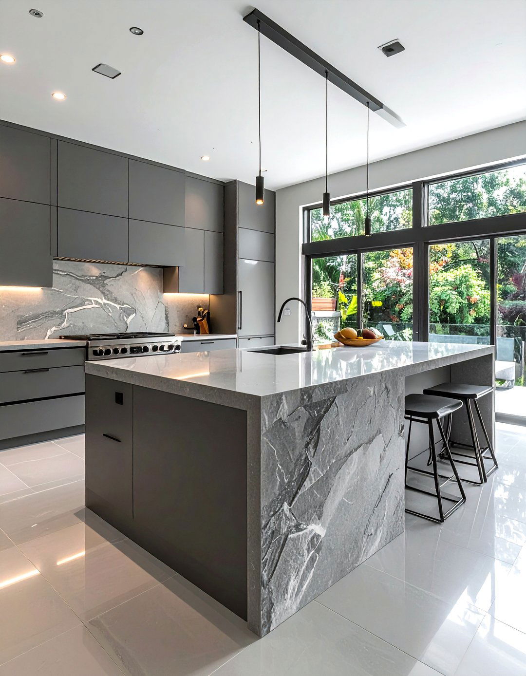 Waterfall Edge Countertop - 30 soapstone countertop kitchen ideas