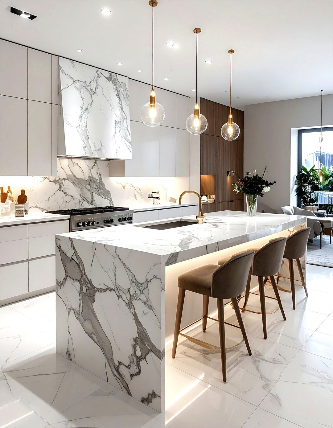 Waterfall Island Integrated Sink - 30 integrated sink kitchen ideas