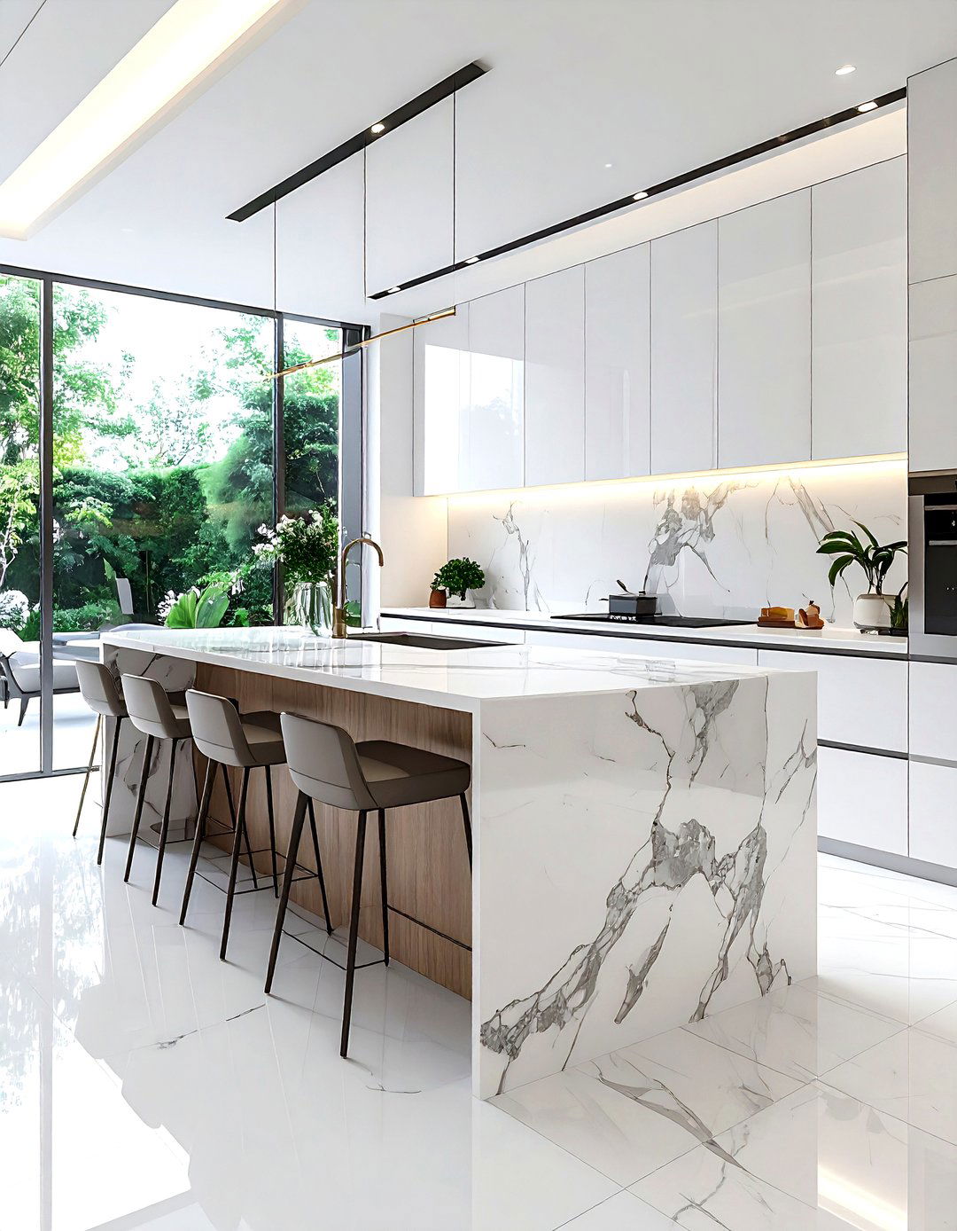 Waterfall Island With Seating - 30 kitchen seating arrangements ideas