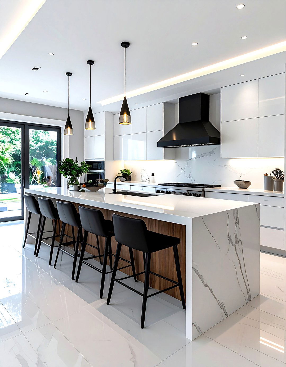 Waterfall Kitchen Island - 30 finished kitchen ideas