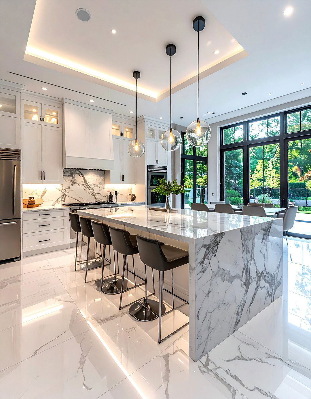 Waterfall granite island - 30 granite kitchen ideas