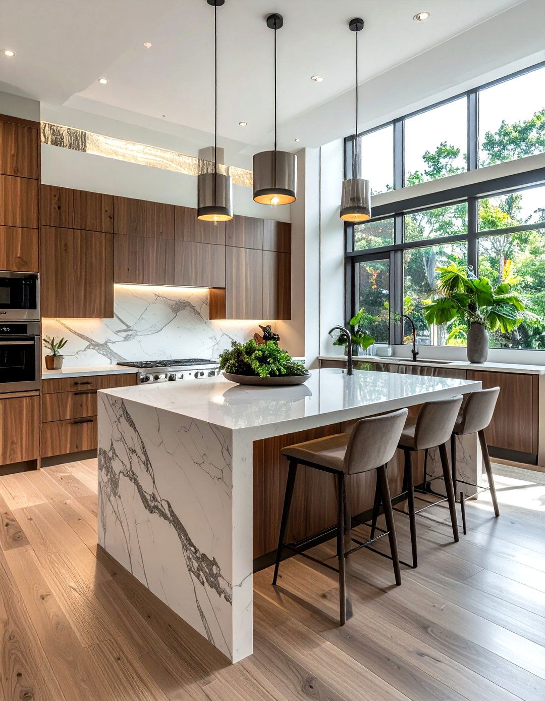 Waterfall island kitchen - 30 new construction kitchen ideas