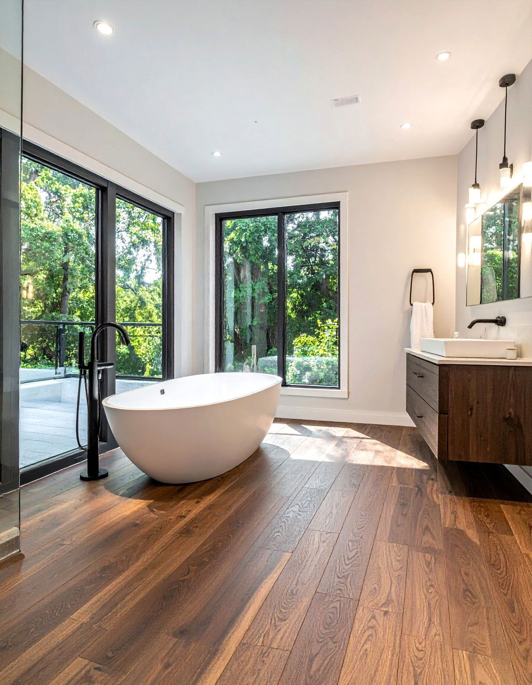 Waterproof engineered hardwood - 30 bathroom wood floor ideas