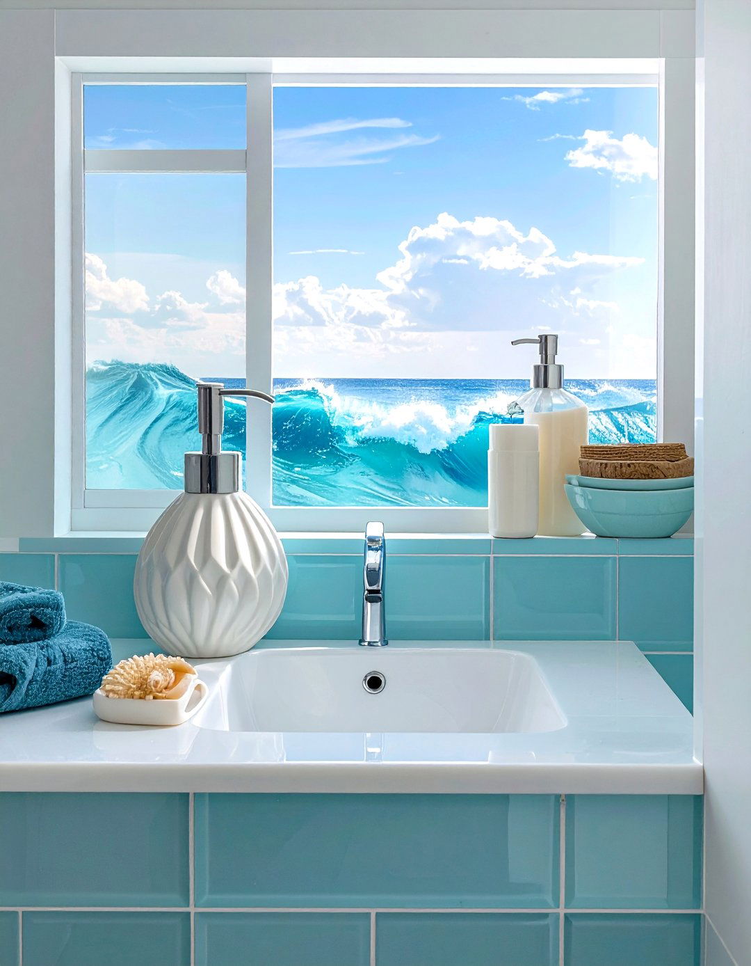 Wave pattern window film - 30 bathroom window film ideas