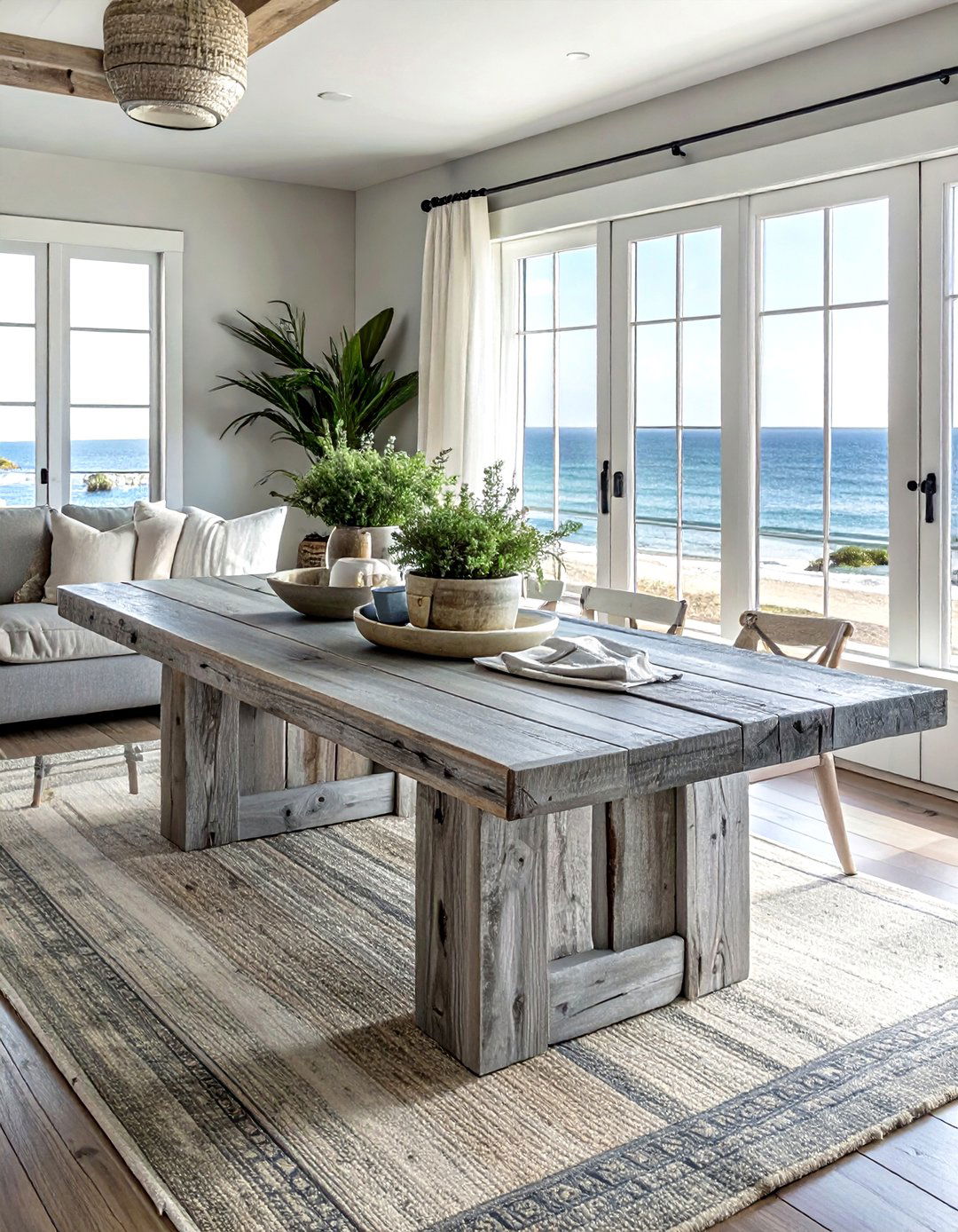 Weathered Gray Table - 30 gray dining room furniture ideas