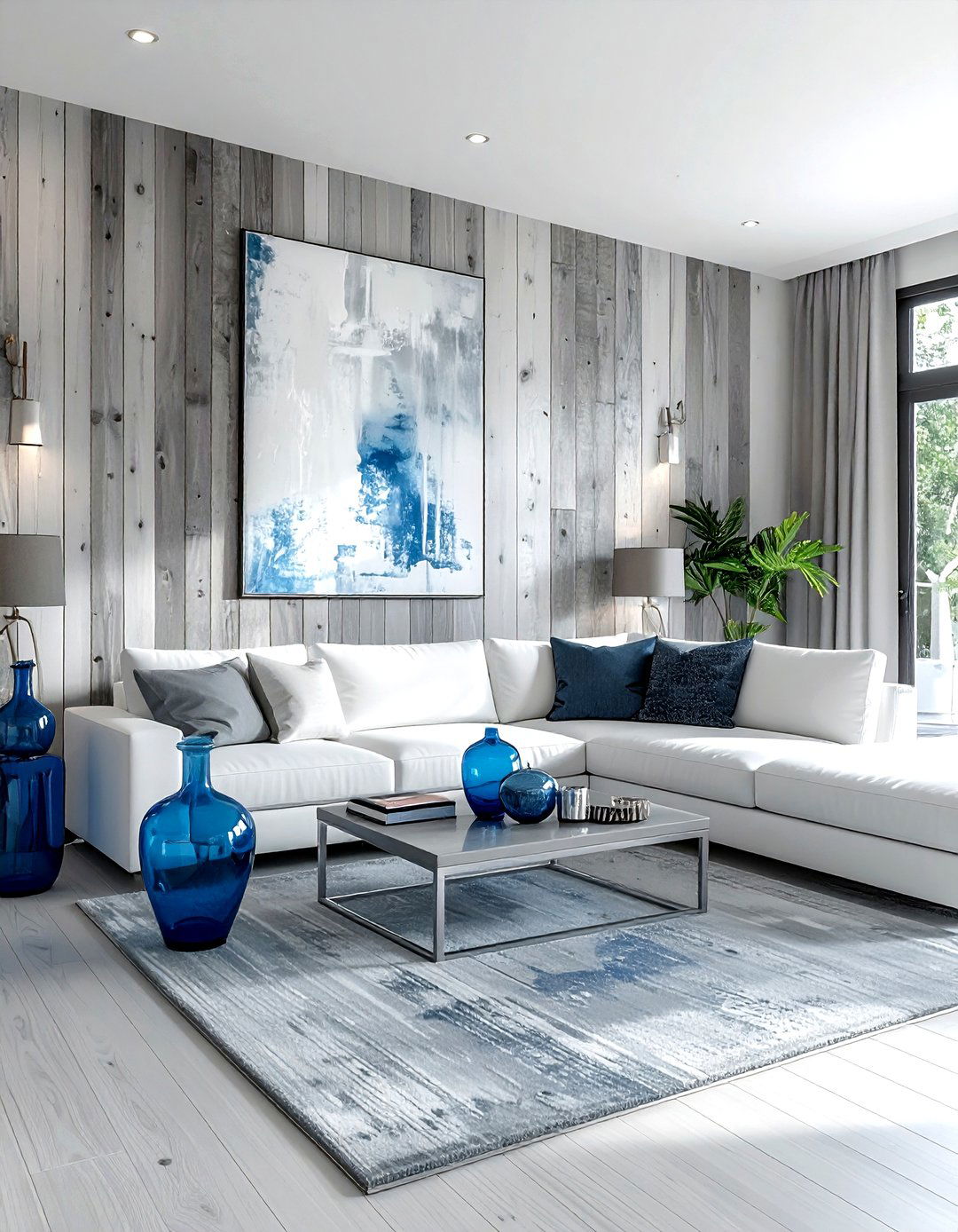 Weathered Gray Wood Wall - 30 living room plank wall ideas