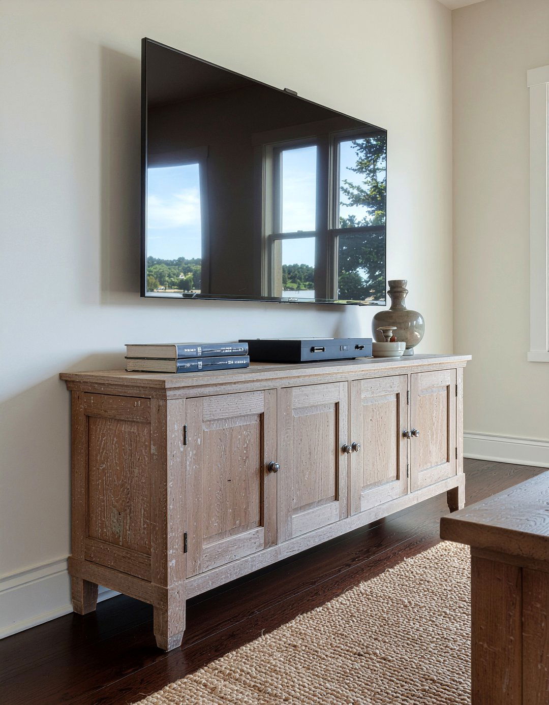 Weathered Oak Media Console - 30 living room French furniture ideas