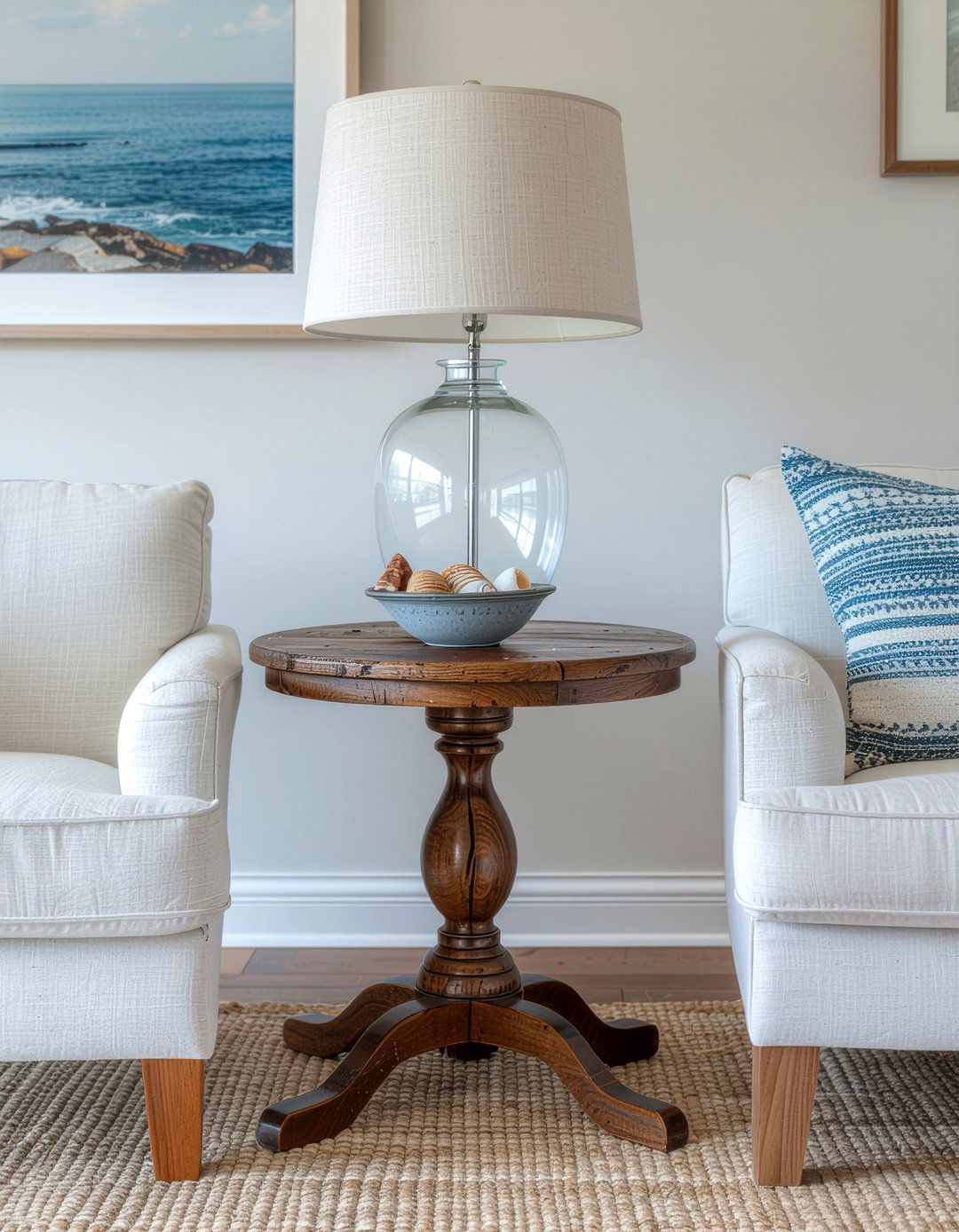 Weathered Oak Side Table - 30 living room coastal furniture ideas
