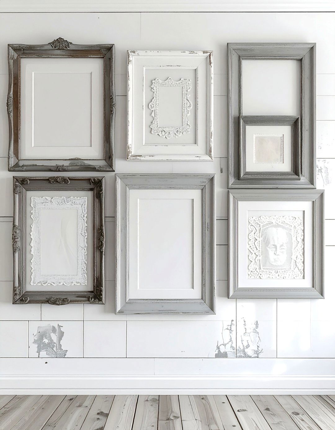 Weathered Picture Frame Gallery - 30 shabby chic bedroom ideas