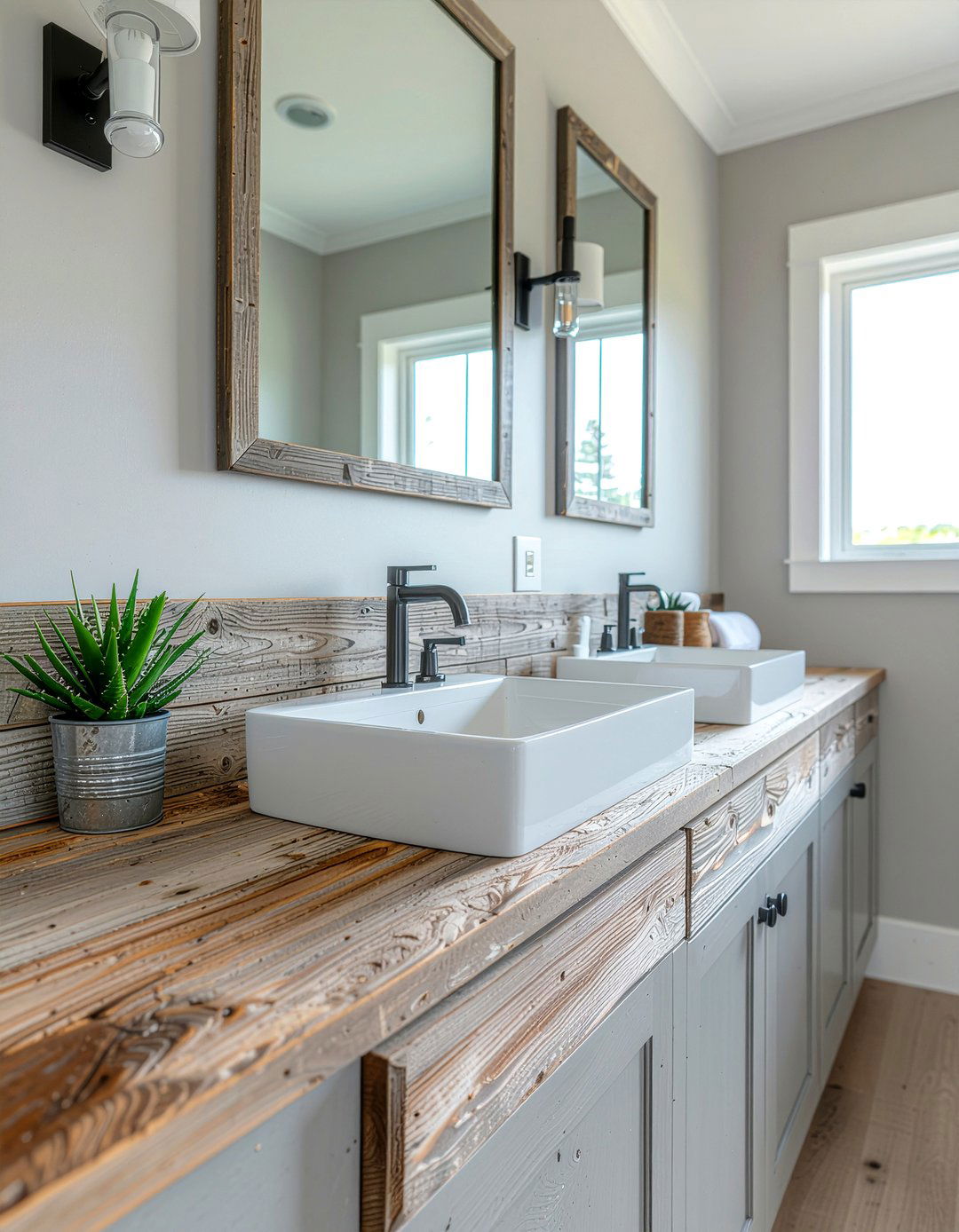 Weathered Wood Laminate - 30 laminate bathroom countertop ideas