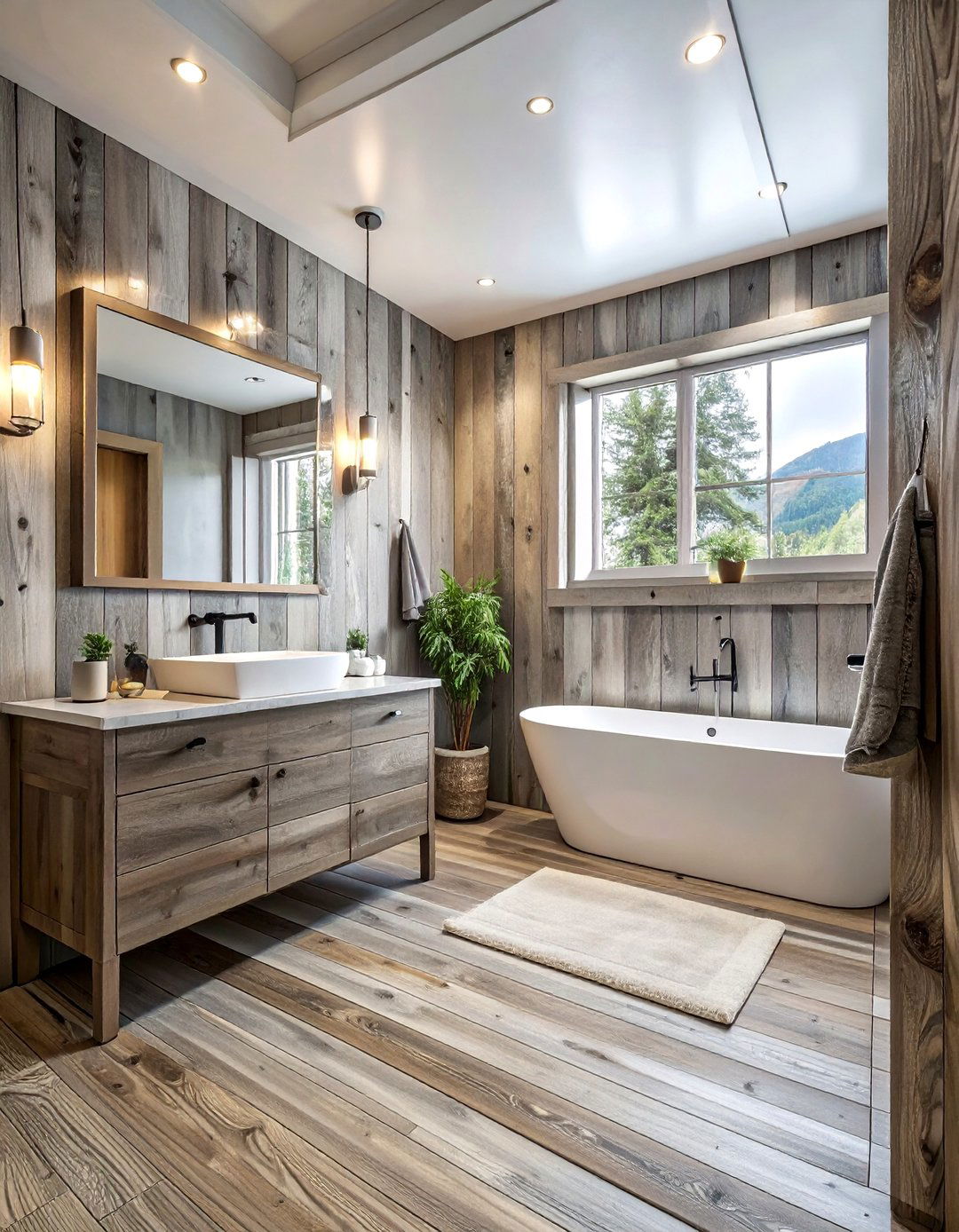 Weathered Wood Wall Cladding - 30 wood bathroom ideas