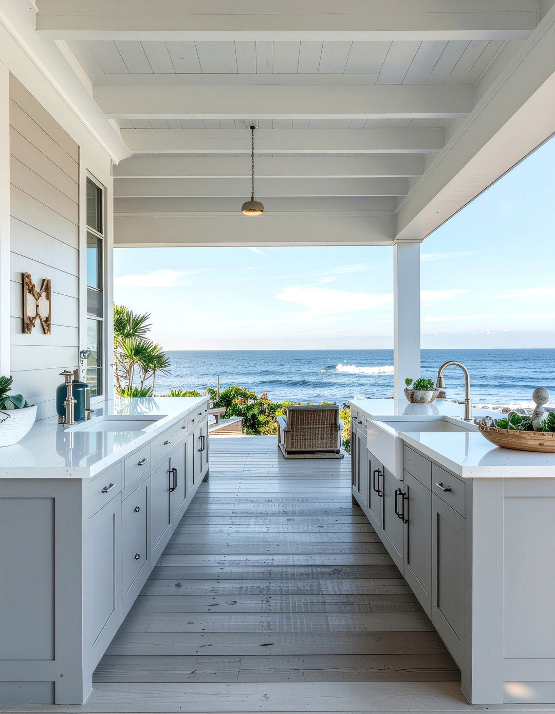 Weathered gray outdoor cabinets - 30 outdoor kitchen cabinet ideas