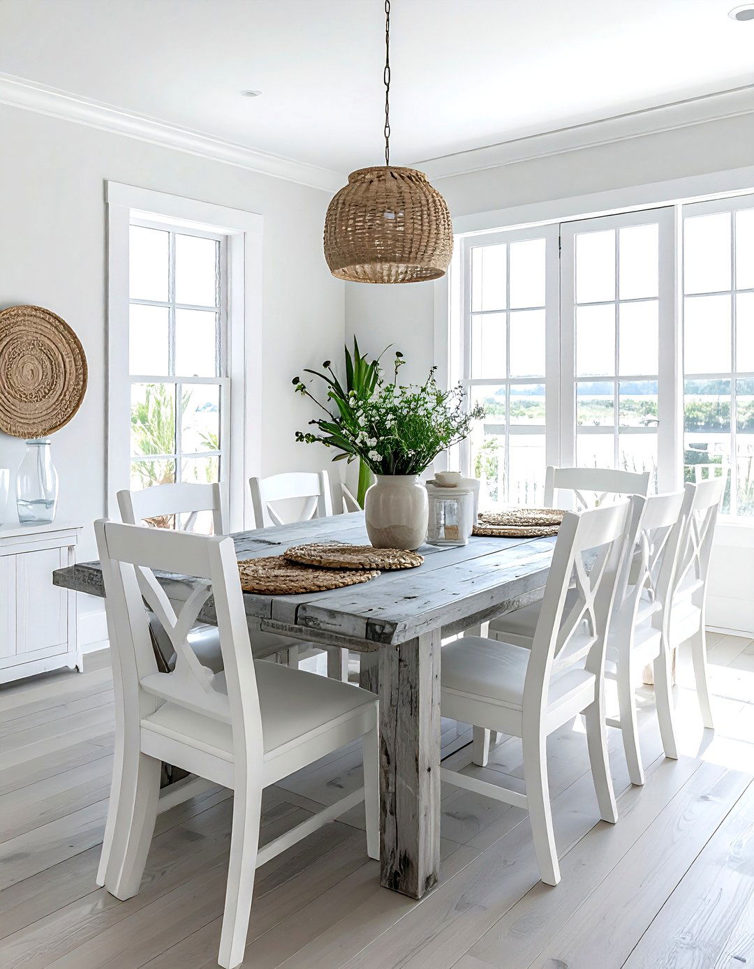 Weathered wood dining table - 30 coastal decor ideas