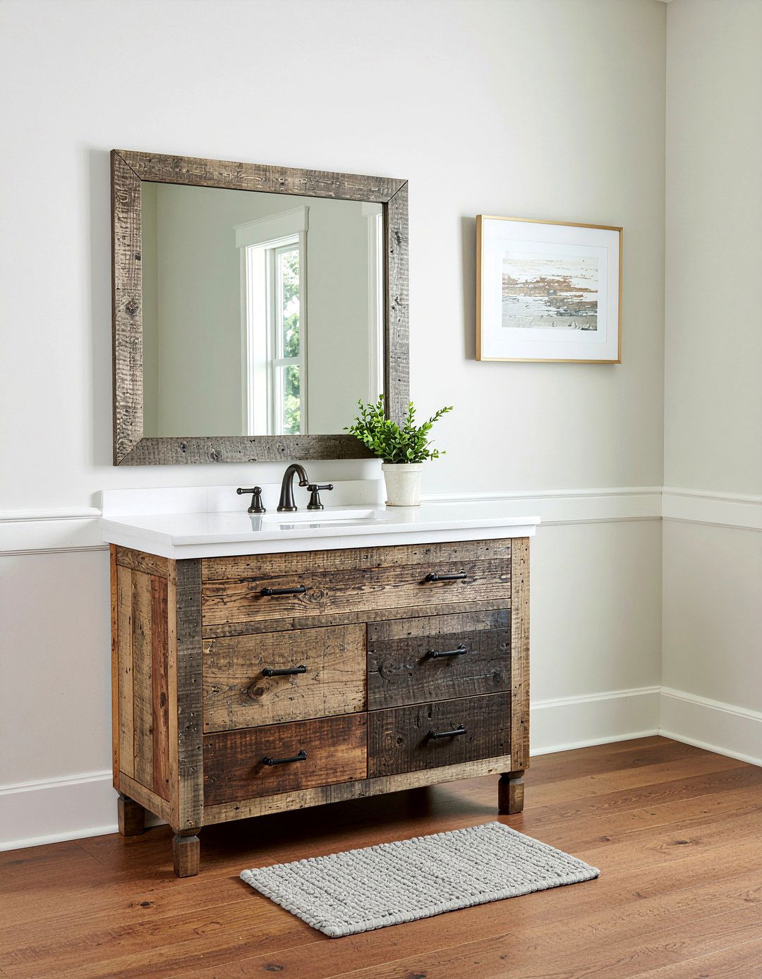 Weathered wood medicine cabinet - 30 reclaimed material bathroom ideas