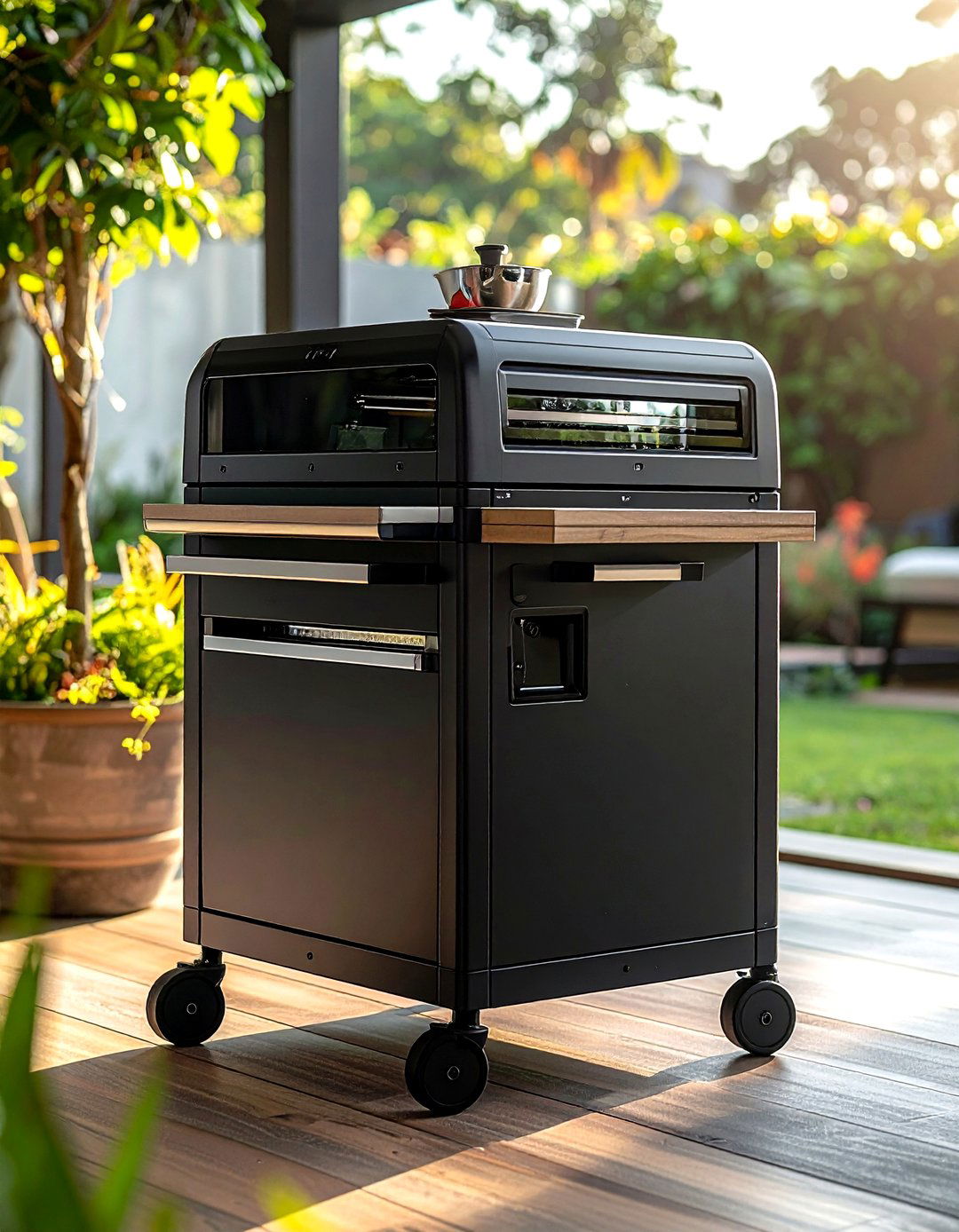 Weatherproof Mobile Kitchenette Fridge - 30 outdoor kitchen refrigerator ideas