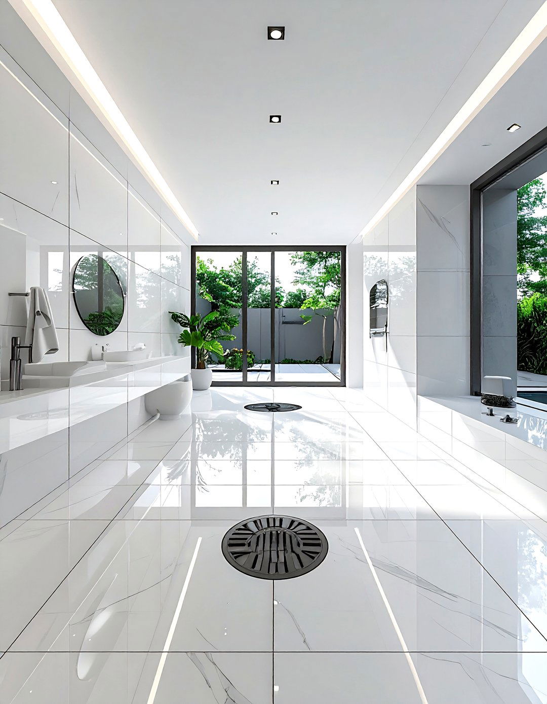 Wet room large format tile - 30 oversized tile bathroom ideas