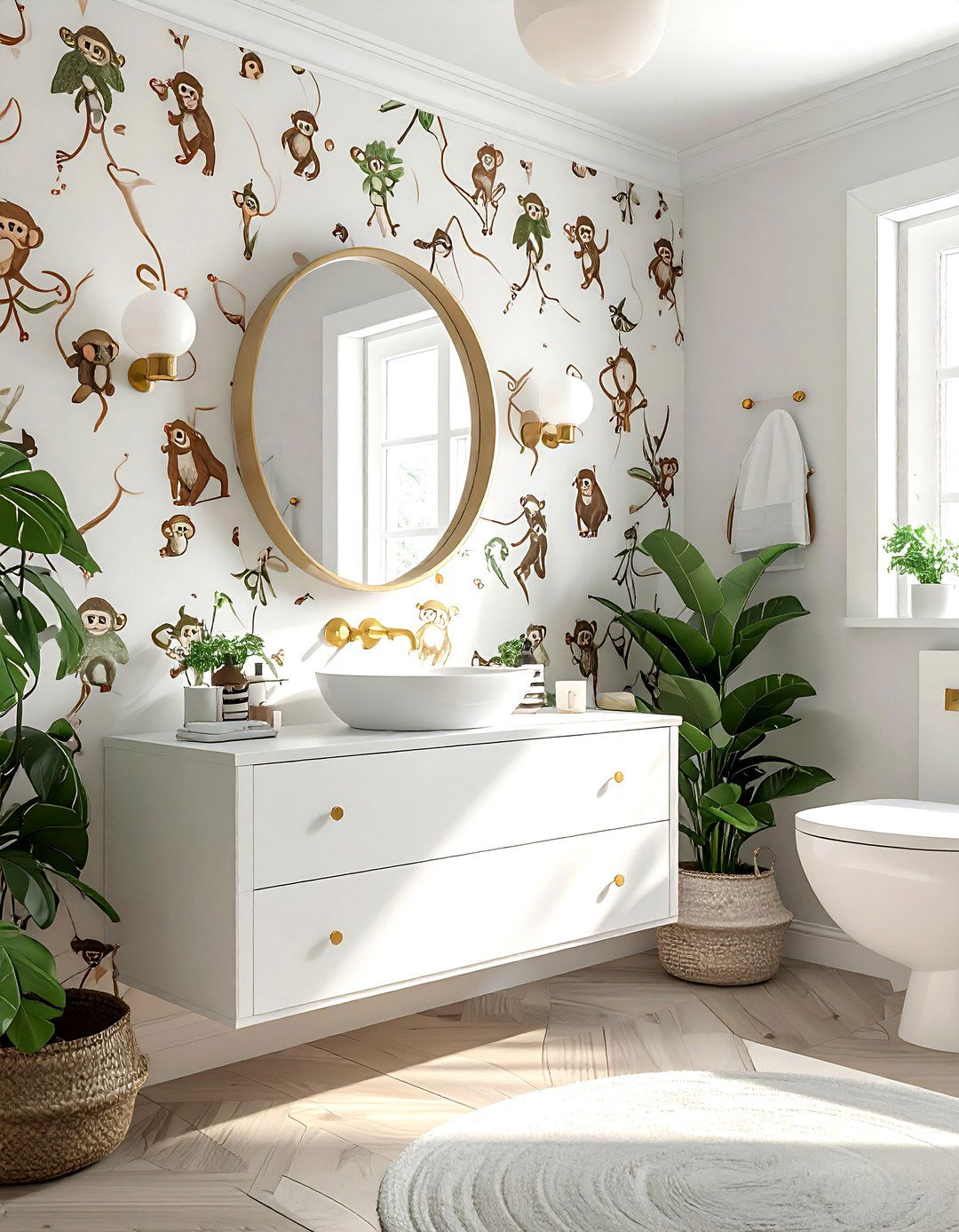 Whimsical animal print wallpaper - 30 powder room wallpaper ideas
