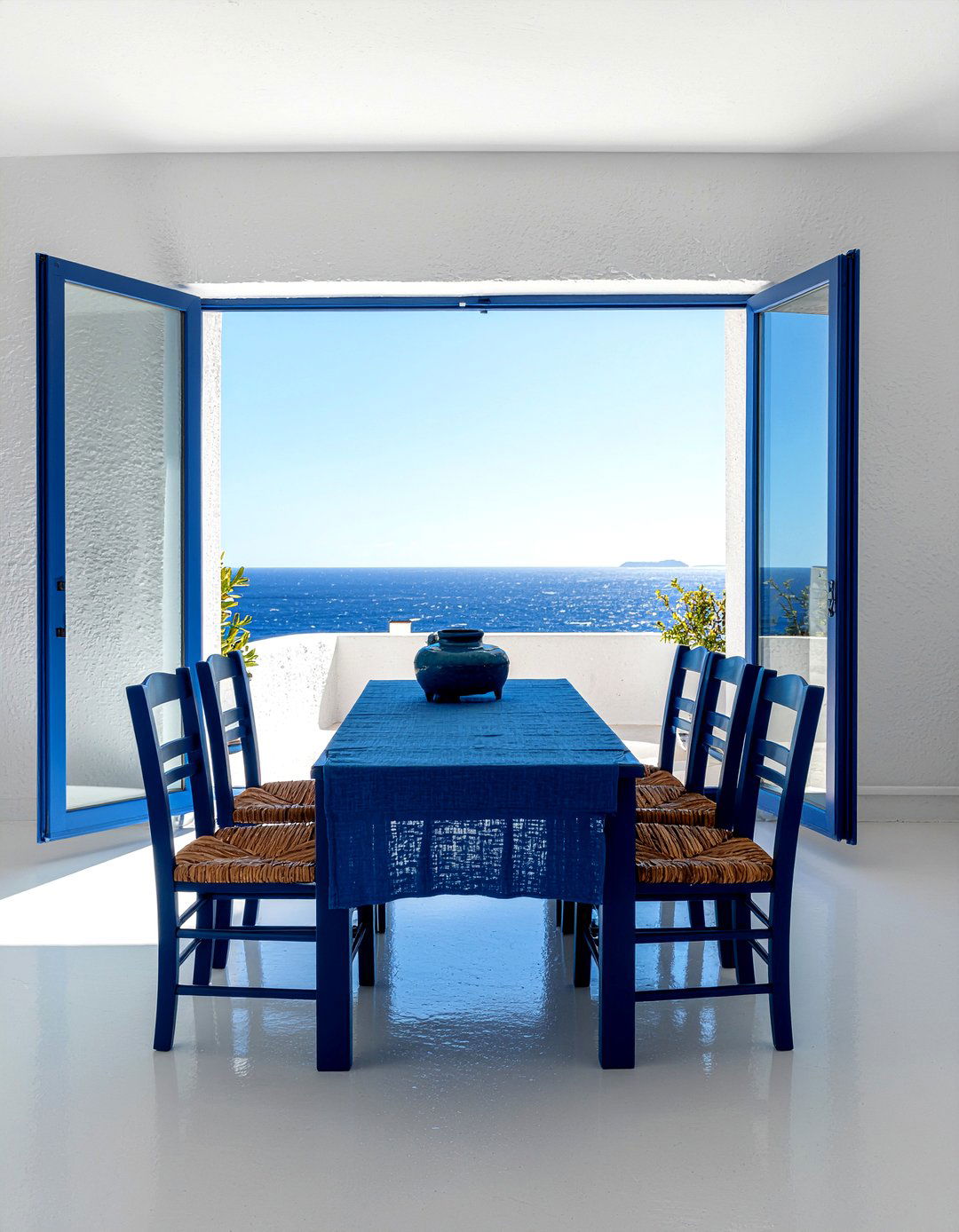White And Blue Dining Room - 30 Greek dining room ideas