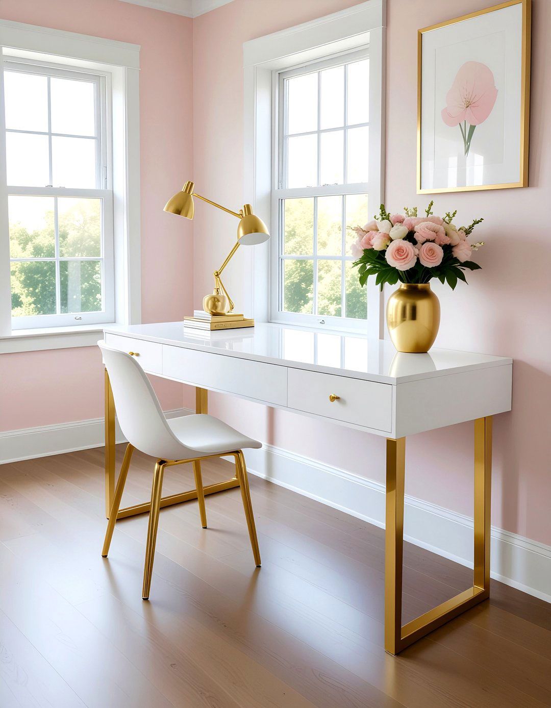White And Gold Desk - 30 bedroom desk with drawers