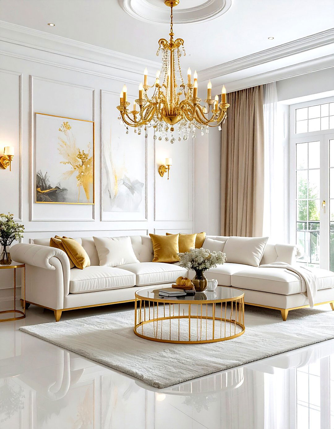 White And Gold Living Room - 30 gold living room ideas