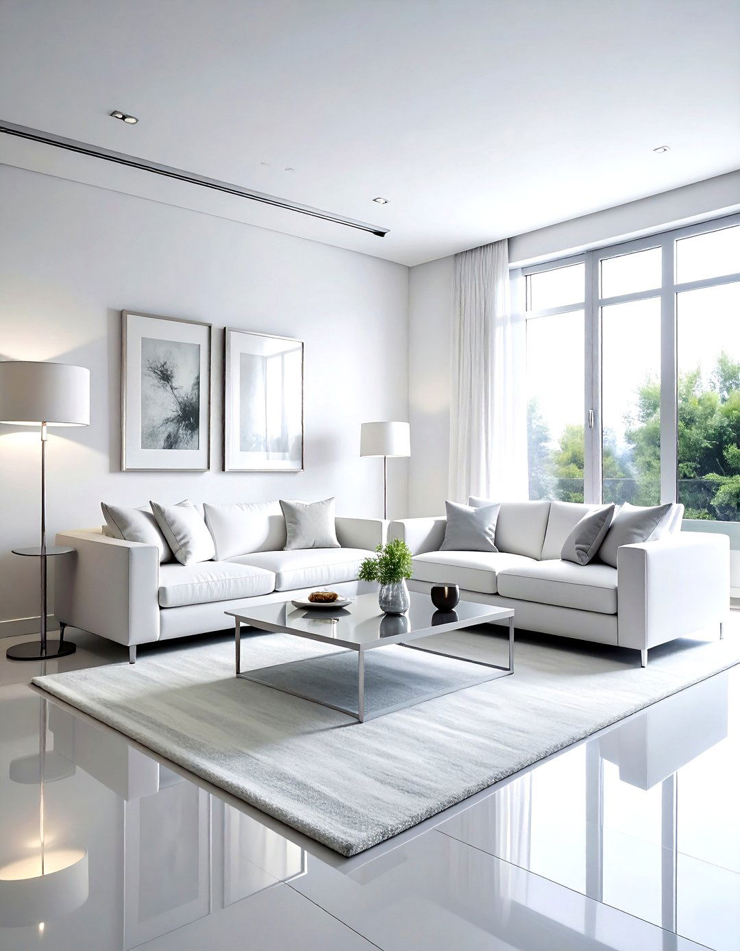 White And Silver Minimalist Living Room - 30 silver accent living room ideas
